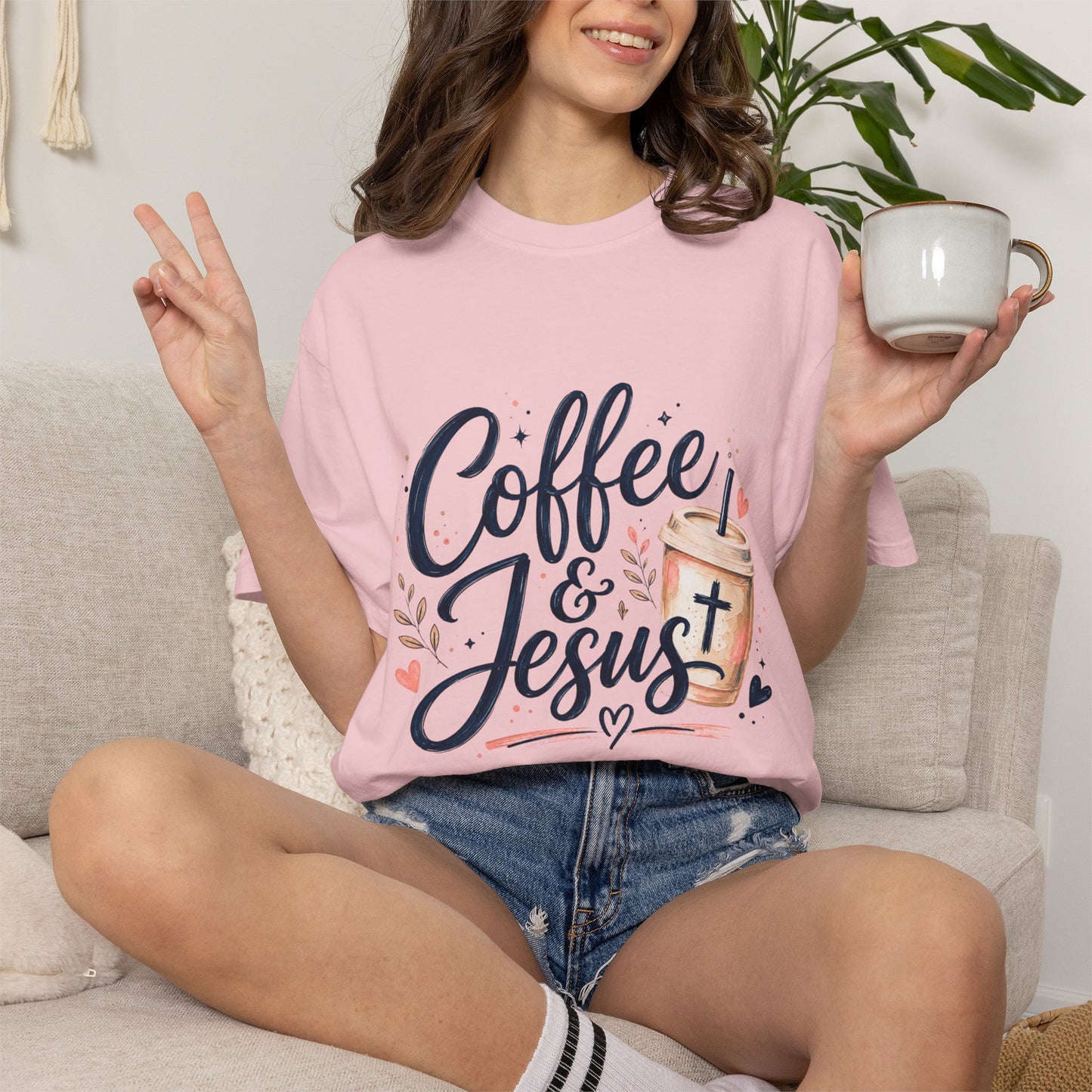 Coffee & Jesus T-shirt, Christian Crewneck Tee