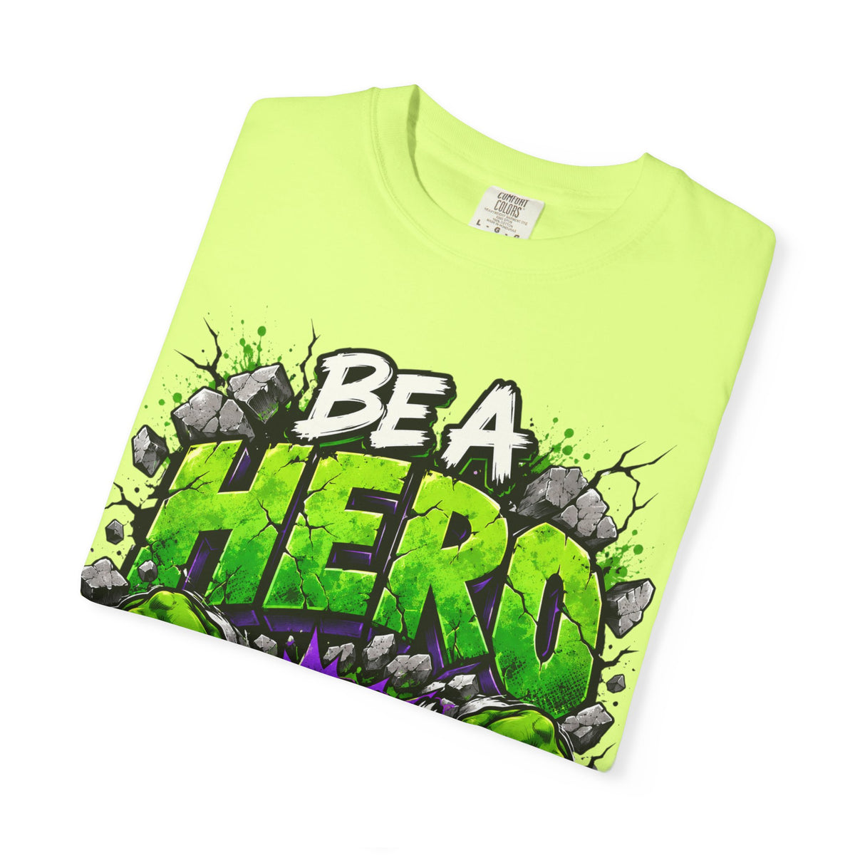 Red Ribbon Week teacher shirt - green smash Be a Hero Stay Drug Free design on black Comfort Colors tee - view 16