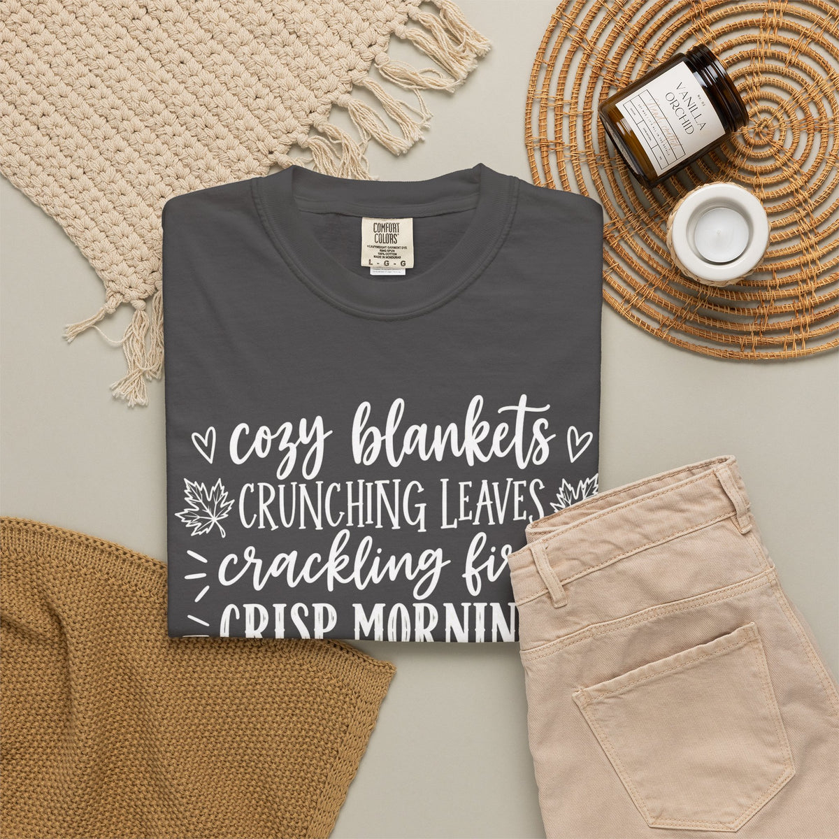 Cozy Fall autumn favorites teacher tee – color variant 18