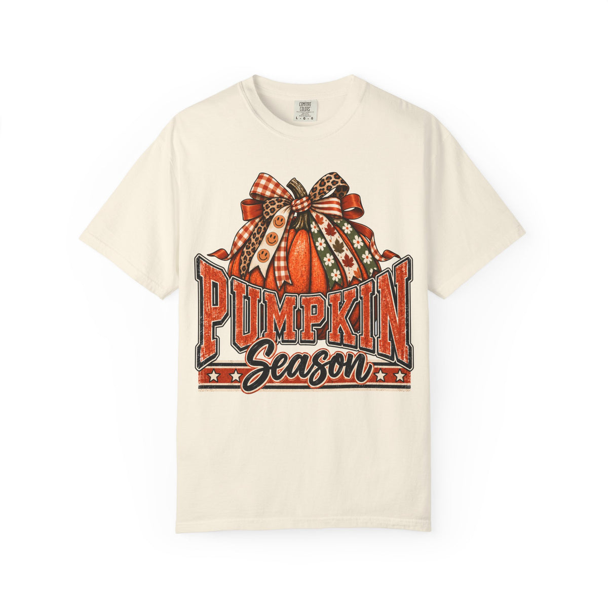 Pumpkin Season fall teacher tee with pumpkin and bow – color variant 5