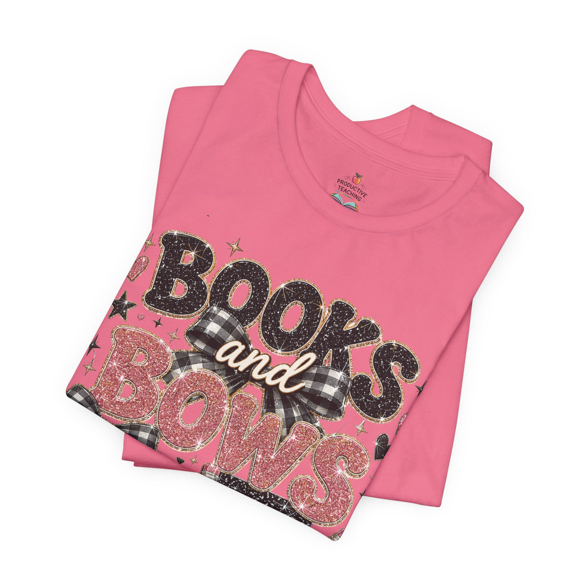 Books and Bows reading teacher t-shirt – color variant 12