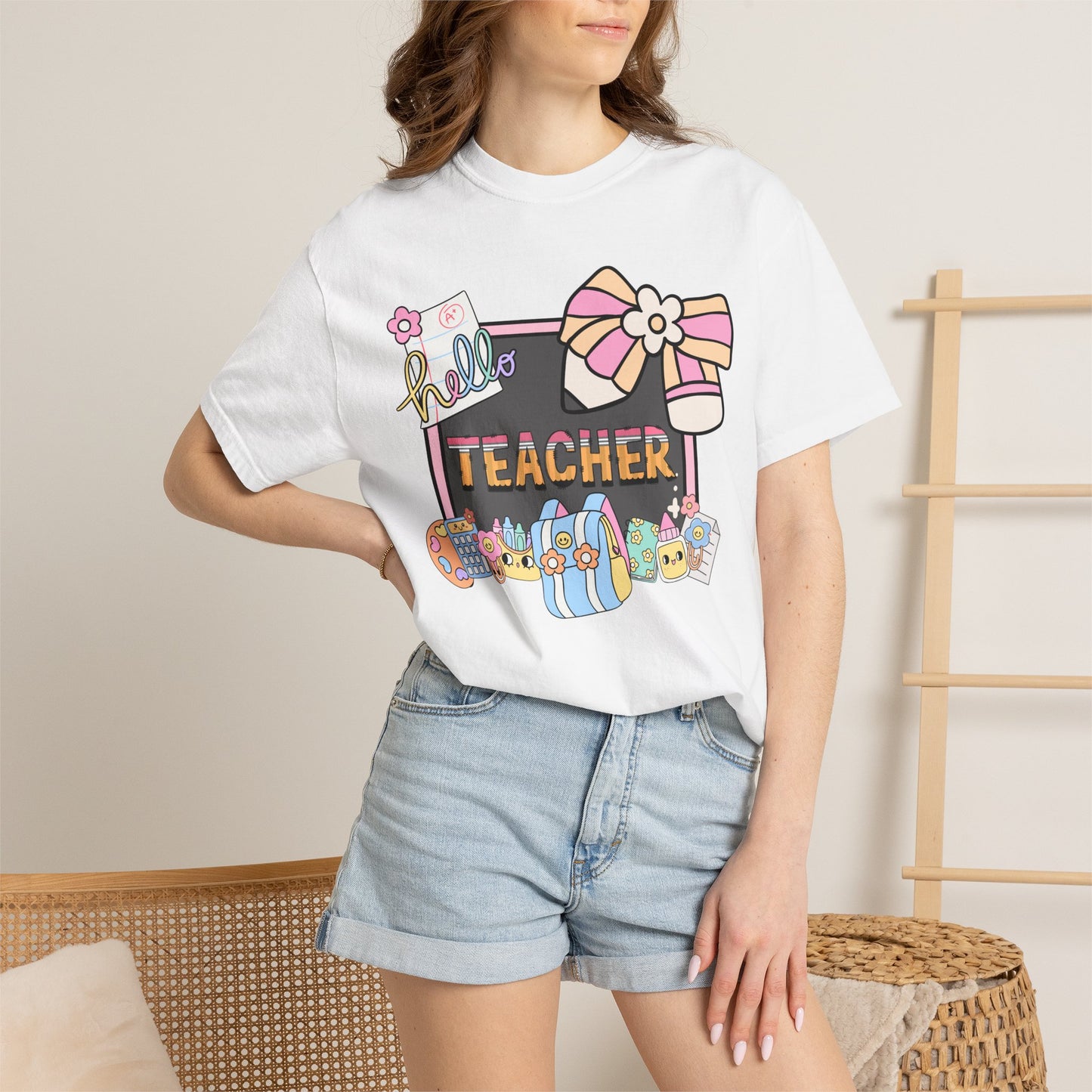Teacher Hello T-Shirt — Cute School Supplies Back-to-School Gift