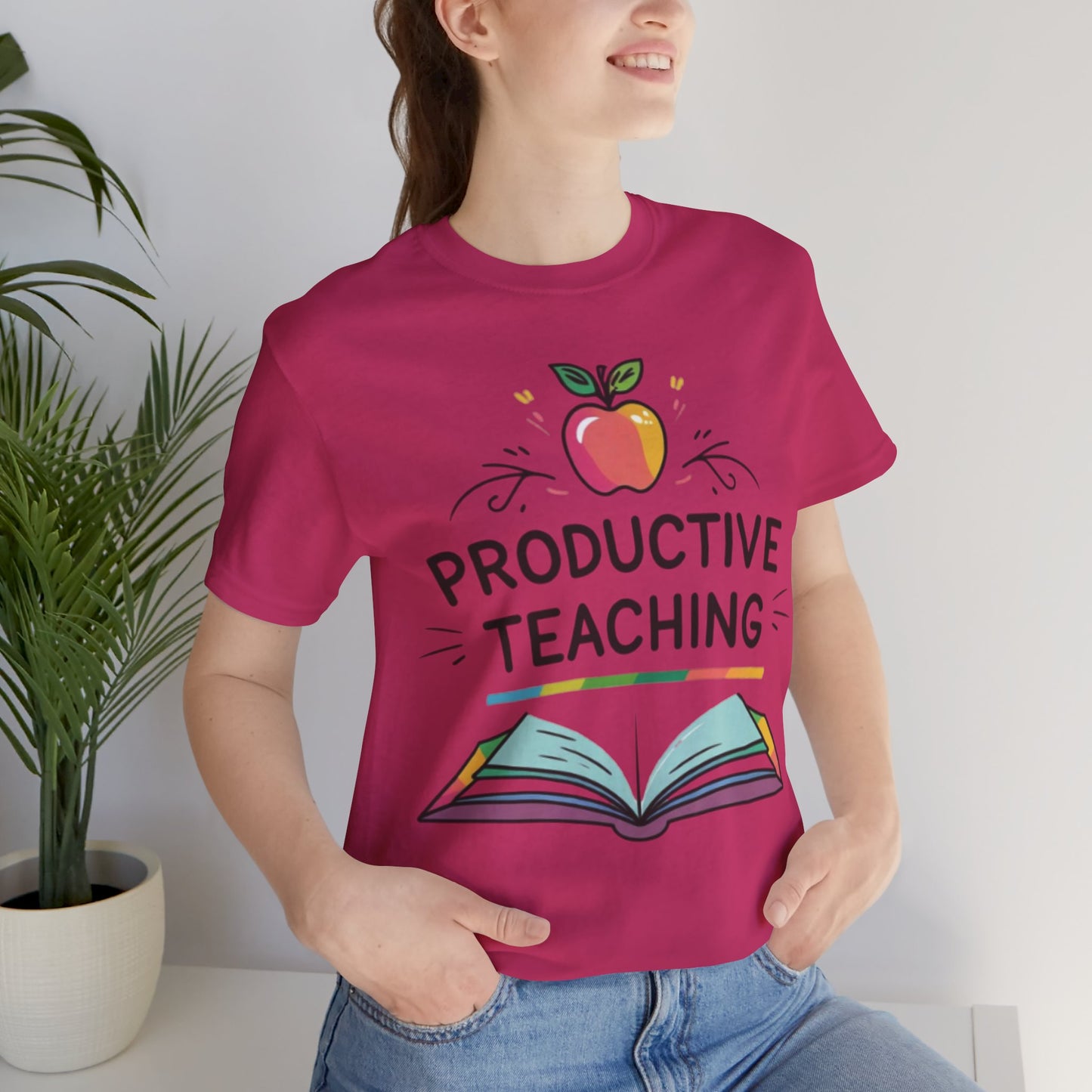 Productive Teaching T‑Shirt — Teacher Apple & Open Book Tee