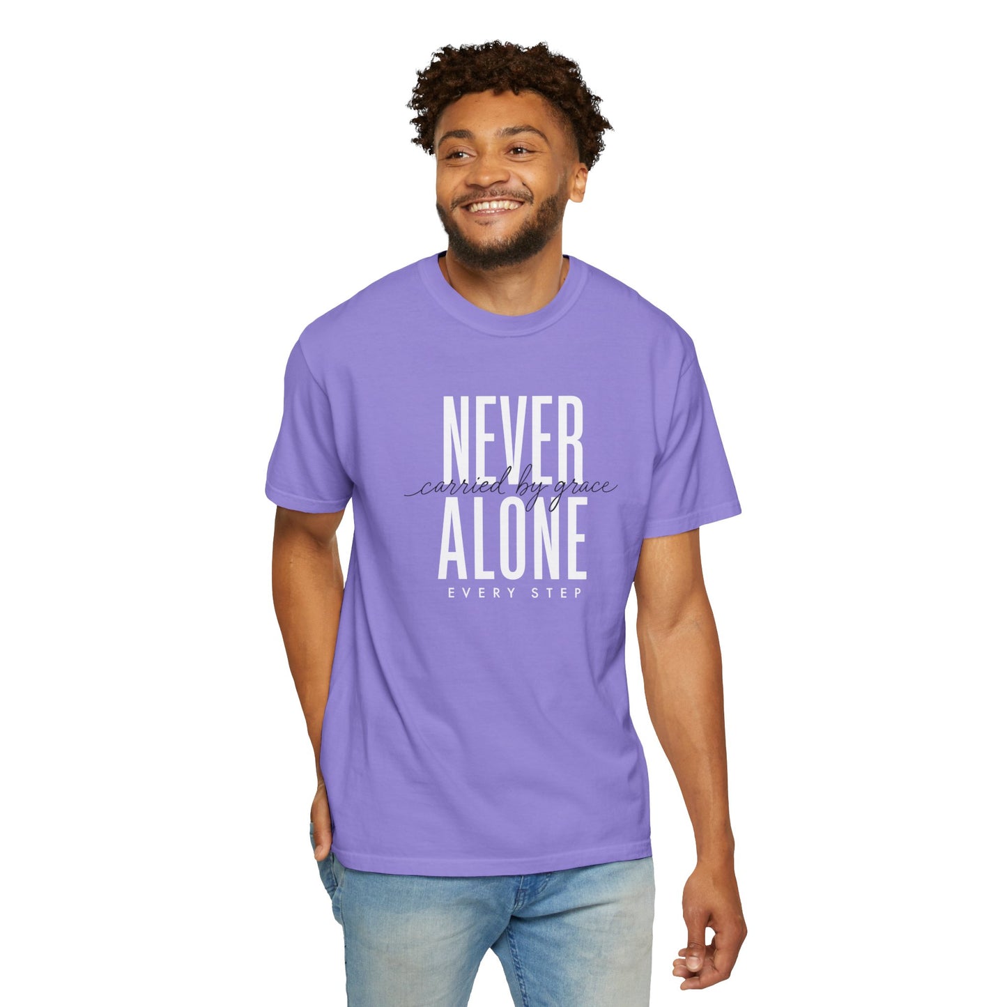 Never Alone Inspirational T-Shirt, Christian Tee, Christian Gift Crewneck Tee