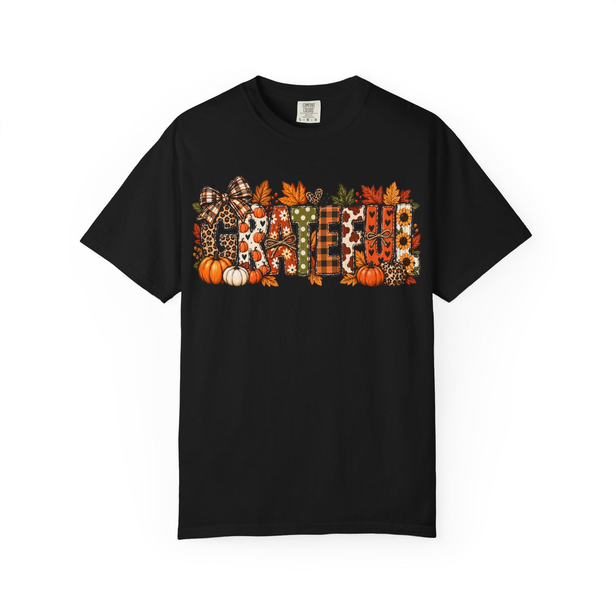 Black Comfort Colors 1717 grateful fall teacher shirt with autumn graphic