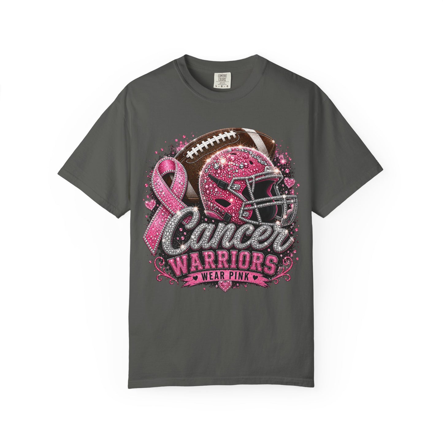 Cancer Warriors Football Helmet T-shirt, Pink Breast Cancer Ribbon Awareness T-Shirt Unixes Crewneck