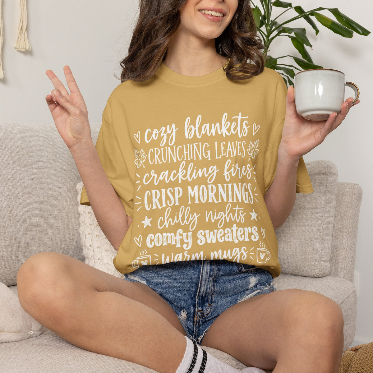 Cozy Fall autumn favorites teacher tee – color variant 9