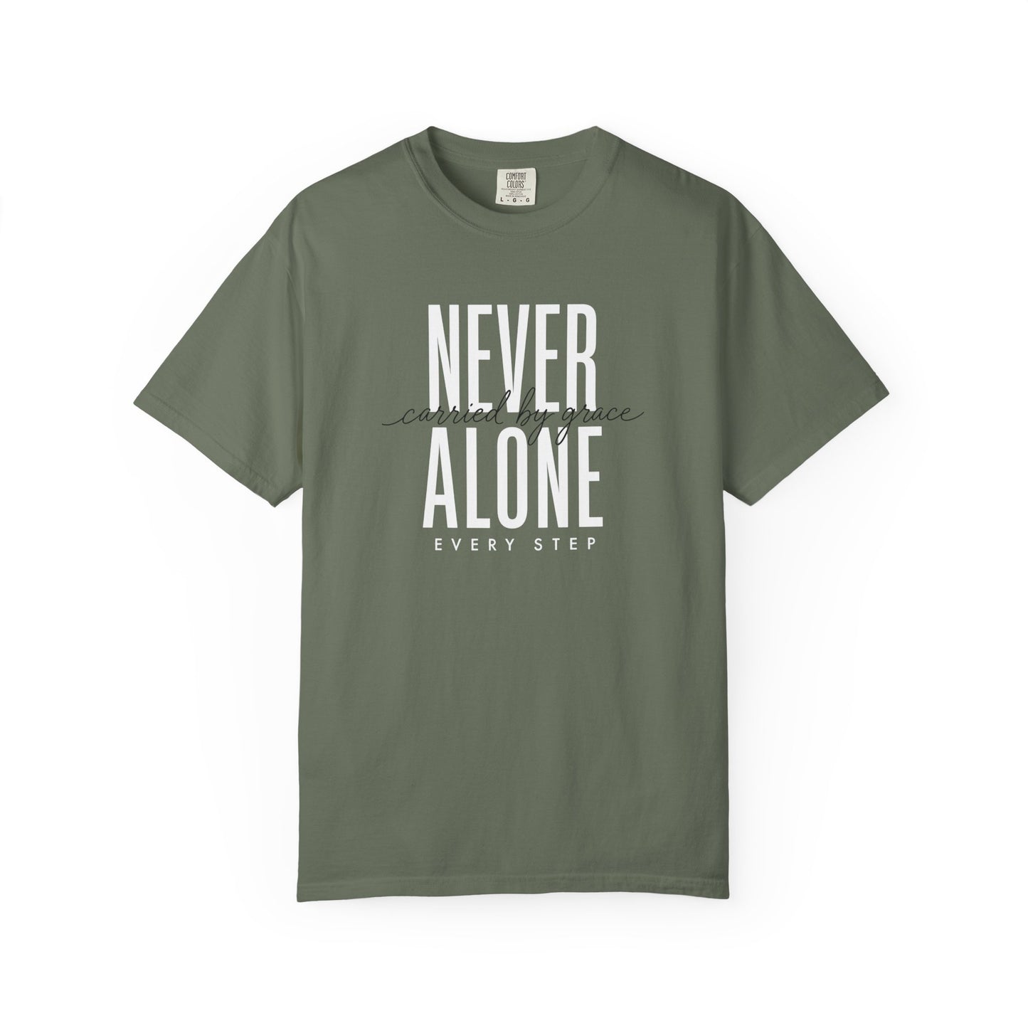 Never Alone Inspirational T-Shirt, Christian Tee, Christian Gift Crewneck Tee