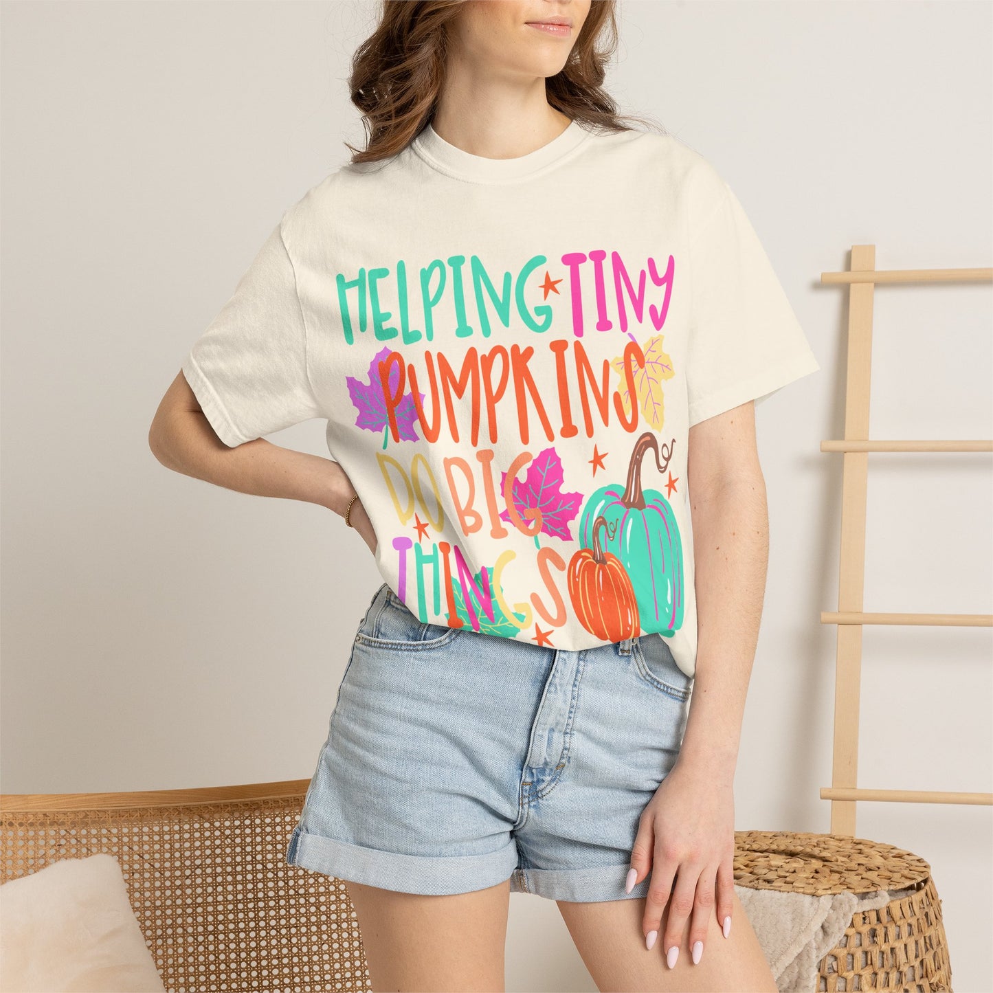 Helping Tiny Pumpkins | Fall Teacher Shirt | Comfort Colors® Pumpkin Tee