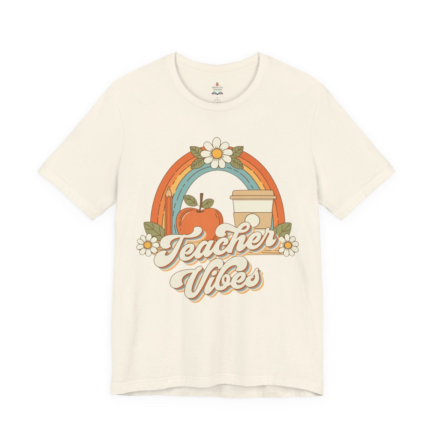 Teacher Vibes Retro Rainbow Apple T-Shirt