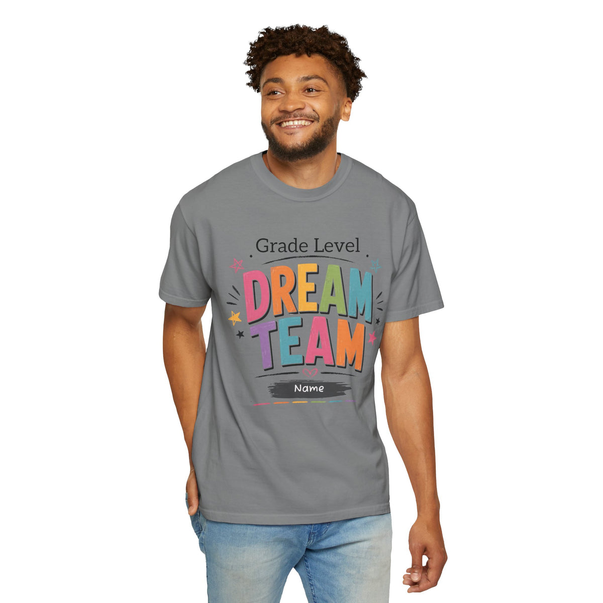 Personalized Dream Team teacher shirt – styled lifestyle photo