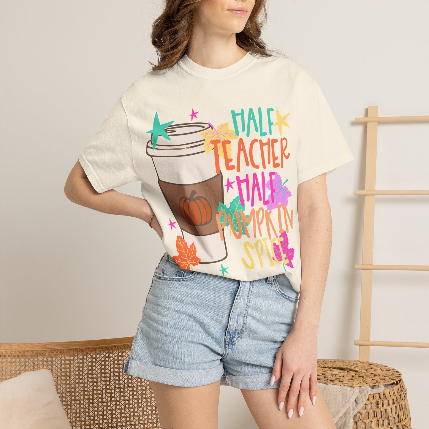 Half Teacher Half Pumpkin Spice T-shirt | Pumpkin Spice Coffee Tee