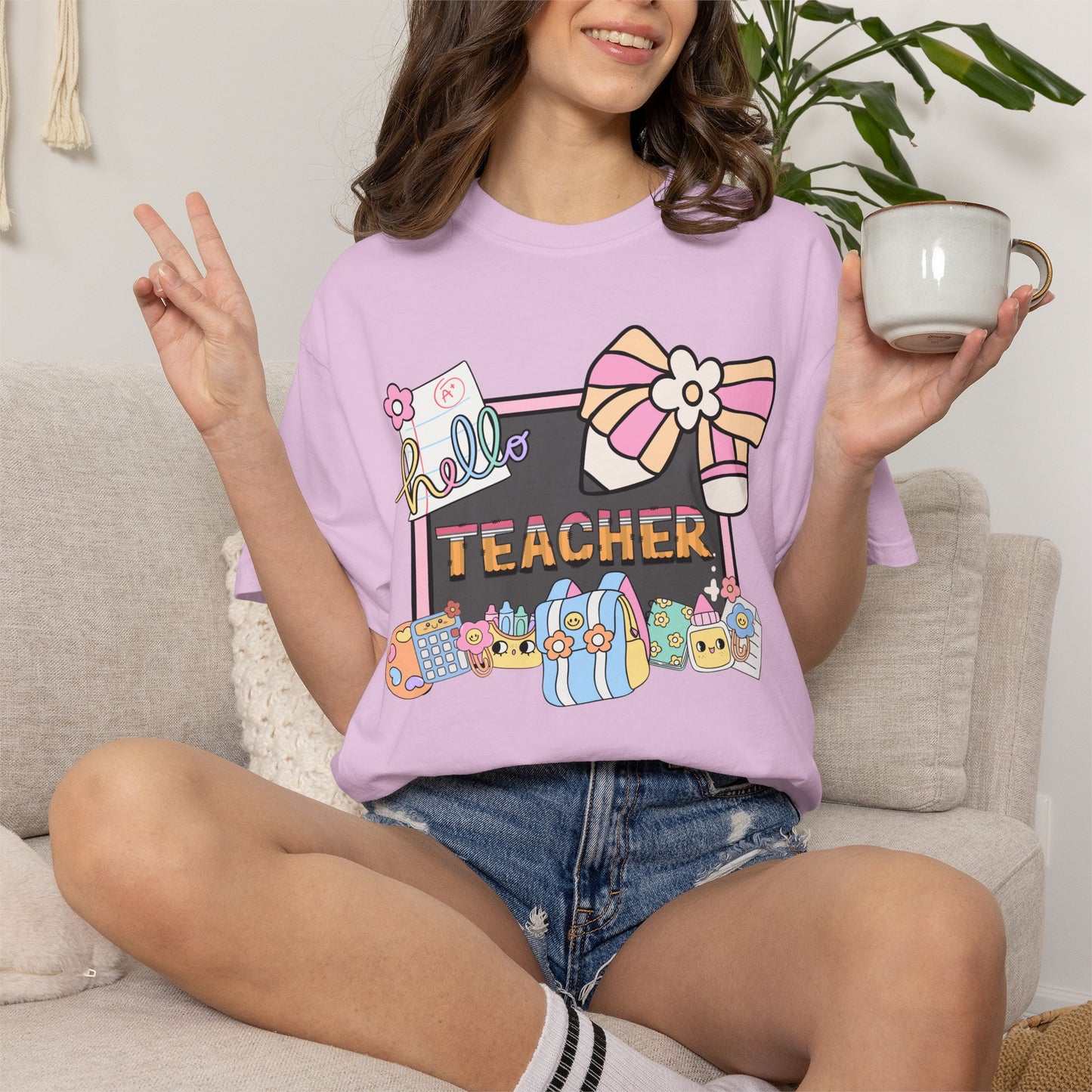 Teacher Hello T-Shirt — Cute School Supplies Back-to-School Gift
