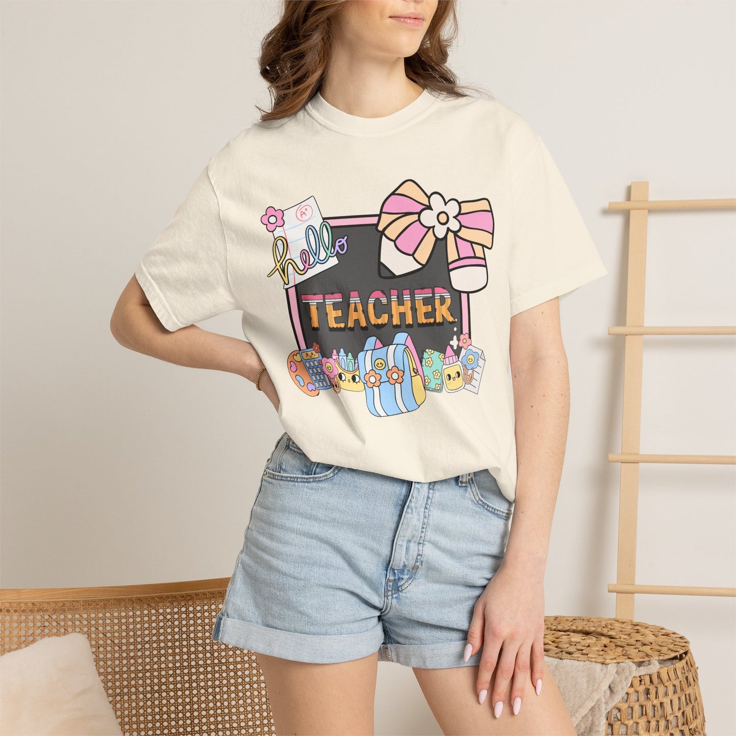 Teacher Hello T-Shirt — Cute School Supplies Back-to-School Gift