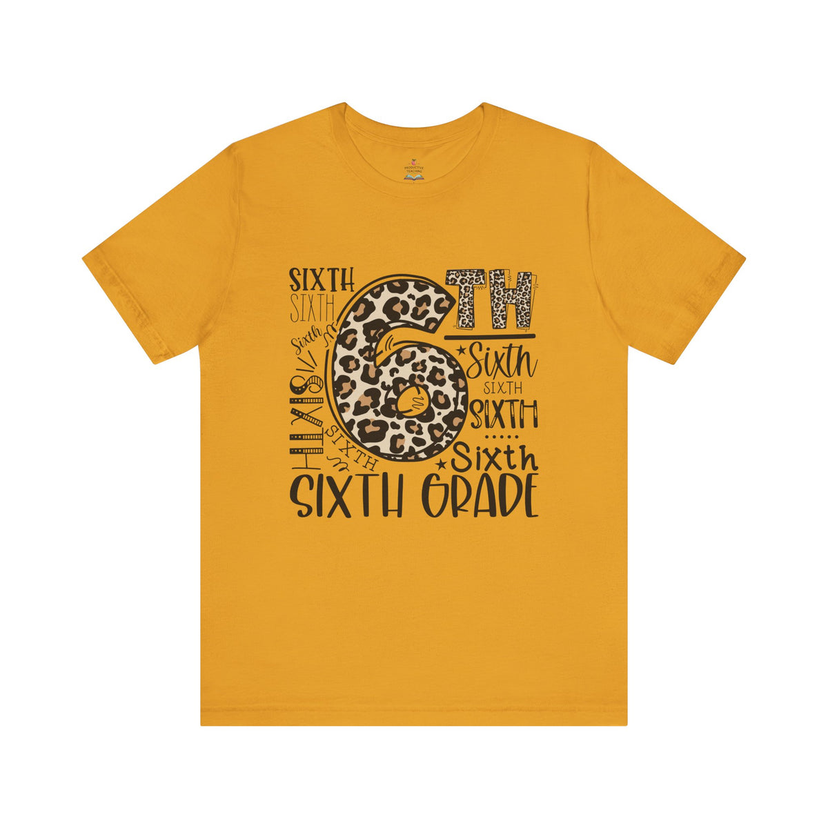 Sixth Grade leopard print teacher shirt – styled lifestyle photo