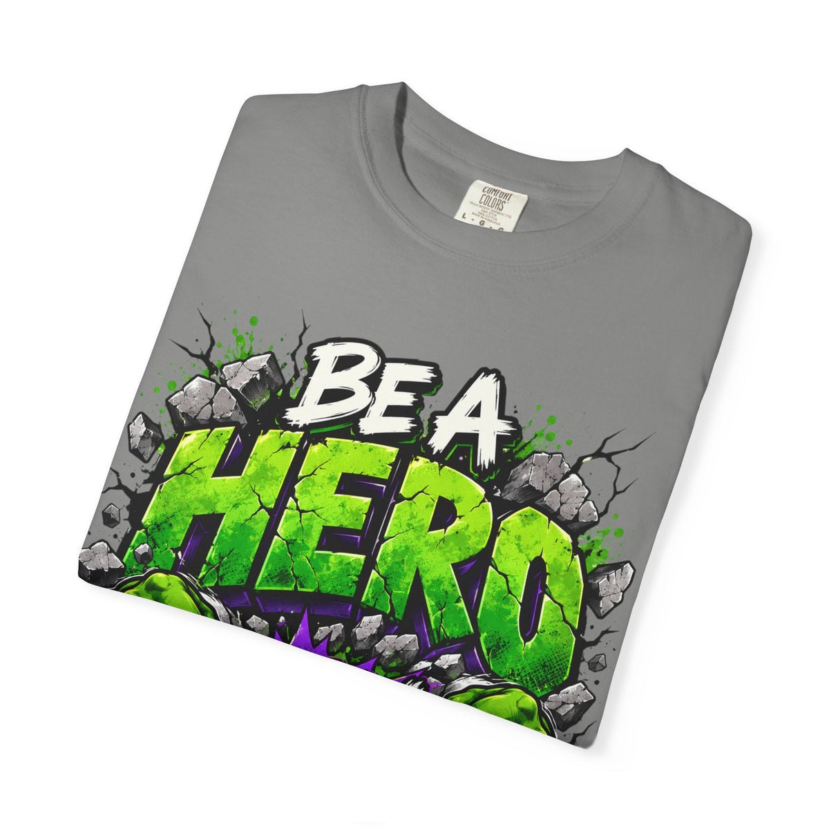 Red Ribbon Week teacher shirt - green smash Be a Hero Stay Drug Free design on black Comfort Colors tee - view 14
