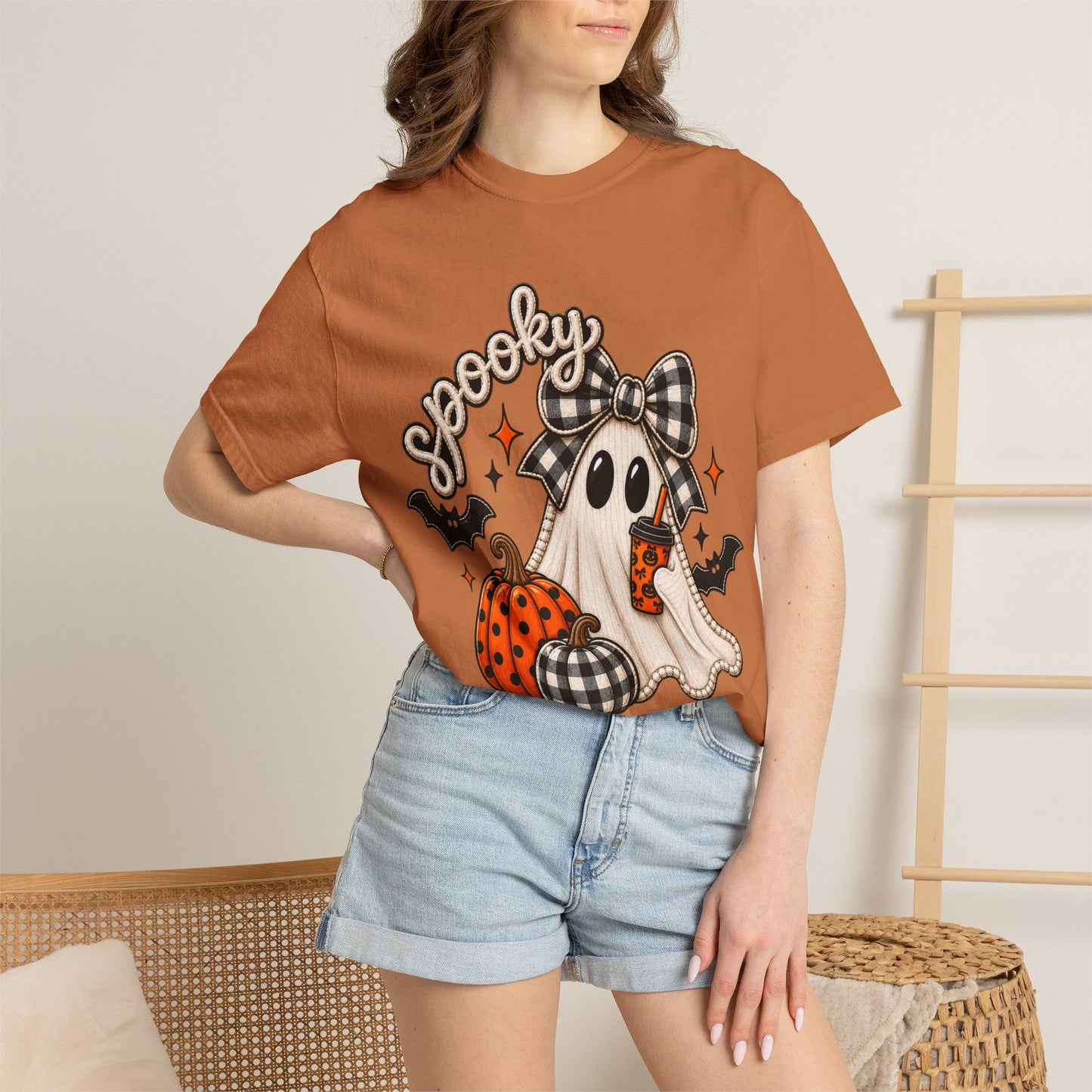 Spooky Ghost Pumpkin Tee | Halloween Printed T-Shirt