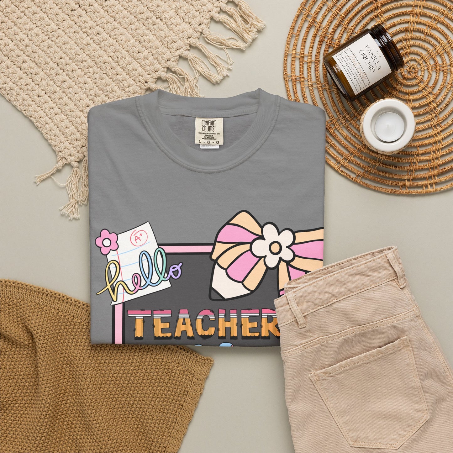 Teacher Hello T-Shirt — Cute School Supplies Back-to-School Gift