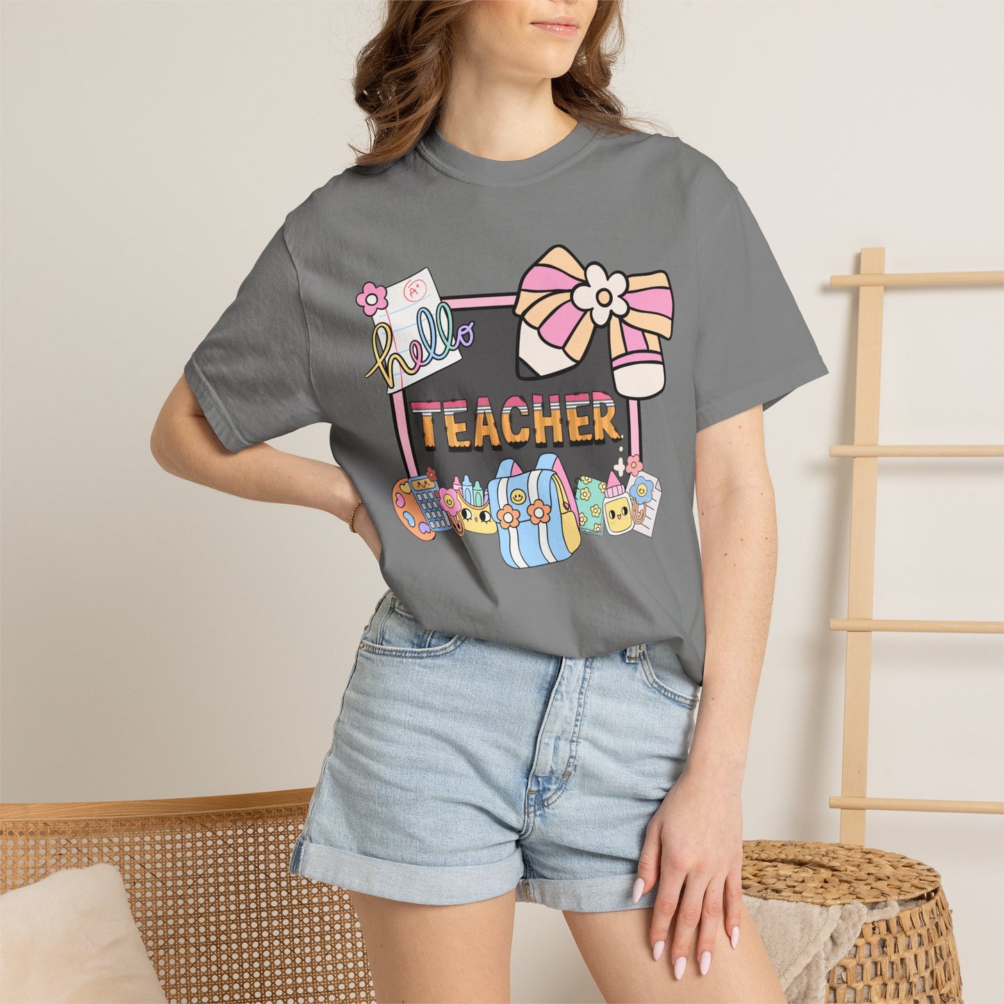 Teacher Hello T-Shirt — Cute School Supplies Back-to-School Gift