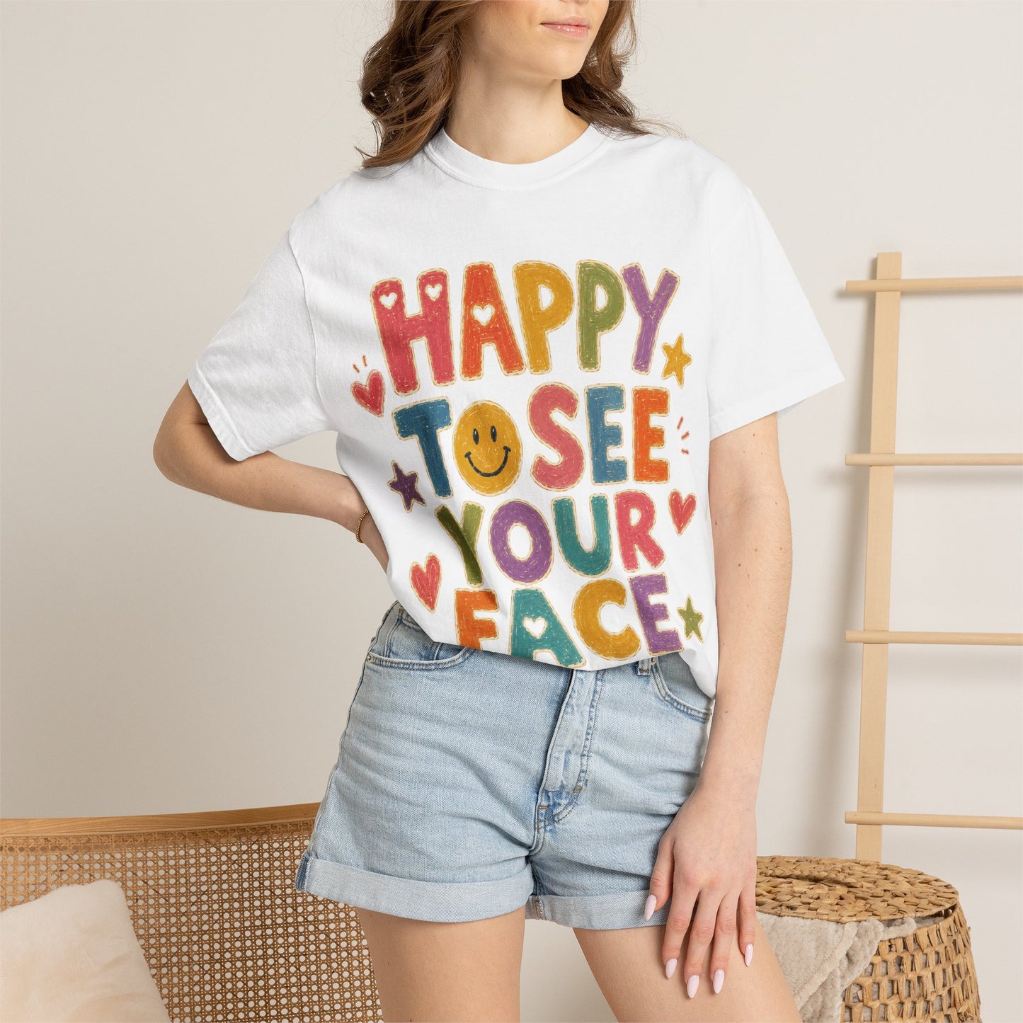 Happy to See Your Face Distressed | Positive Classroom Shirt