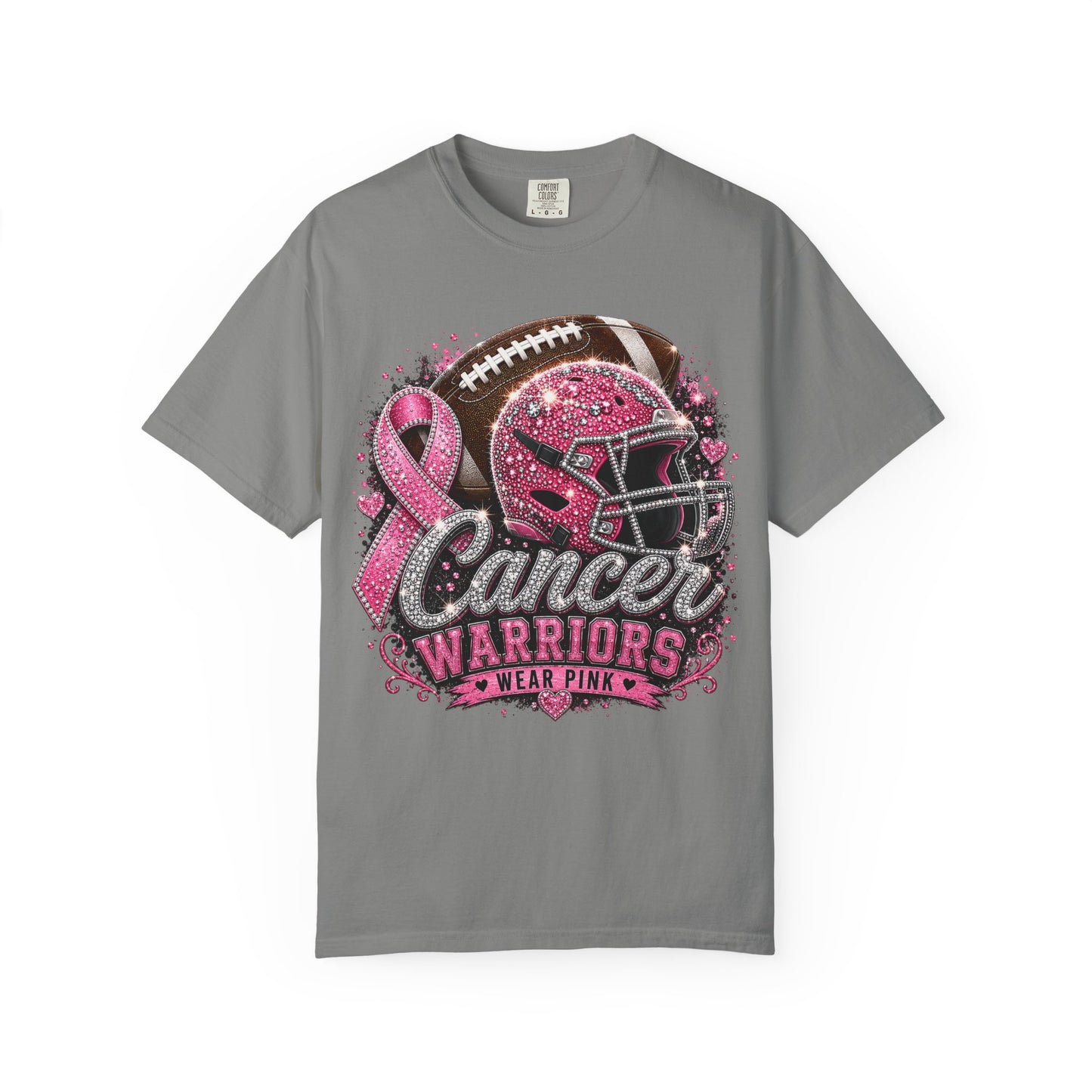Cancer Warriors Football Helmet T-shirt, Pink Breast Cancer Ribbon Awareness T-Shirt Unixes Crewneck