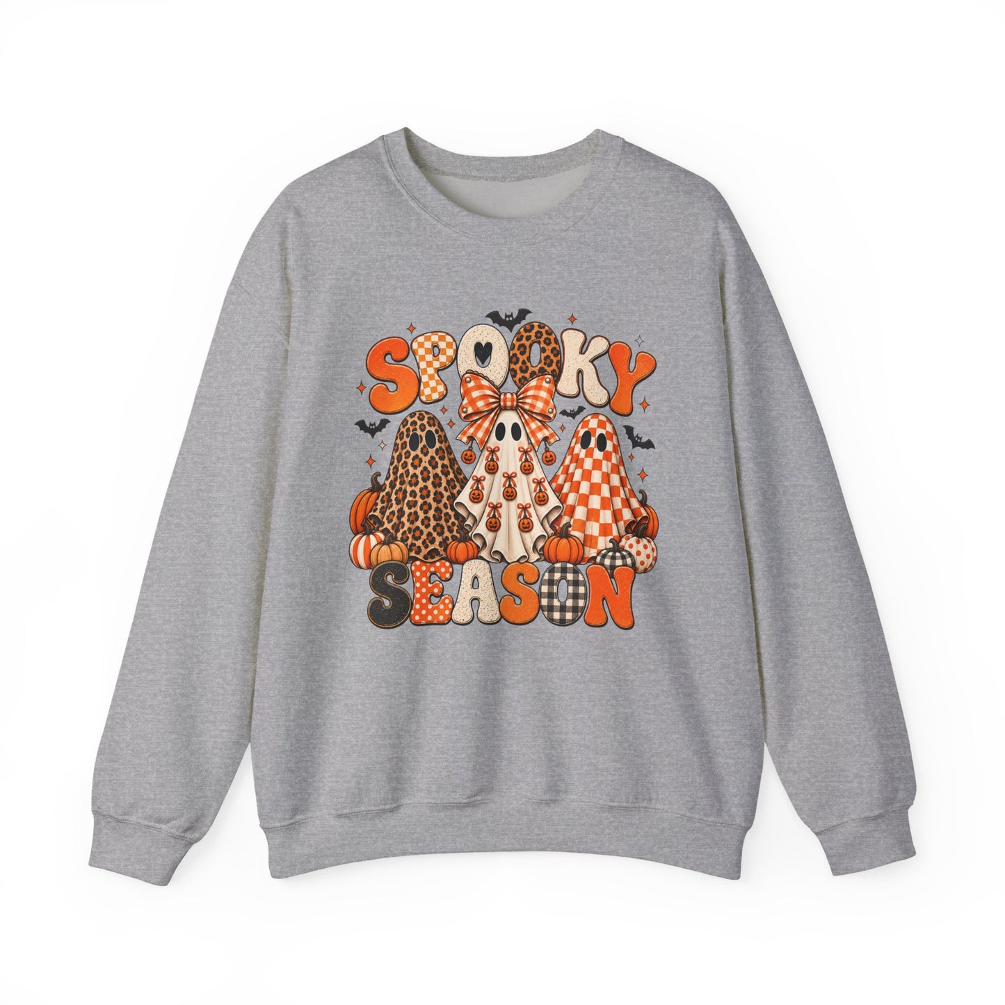Spooky Season ghost trio Sweatshirt | Halloween pumpkins bats