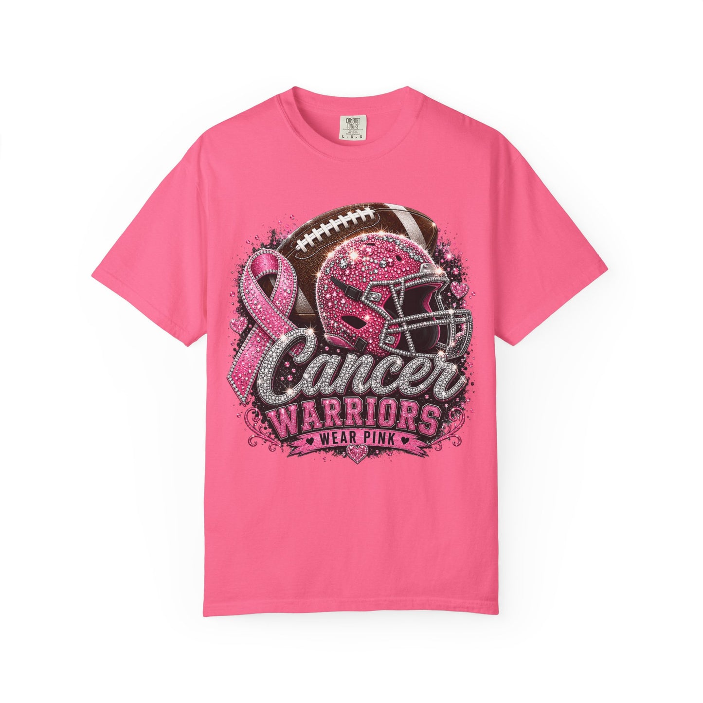 Cancer Warriors Football Helmet T-shirt, Pink Breast Cancer Ribbon Awareness T-Shirt Unixes Crewneck