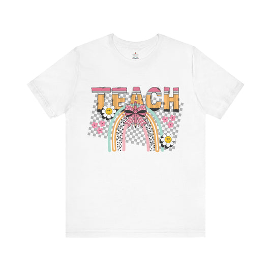 Retro TEACH Shirt | Bella+Canvas® Colorful Teacher Tee | Back-to-School Gift