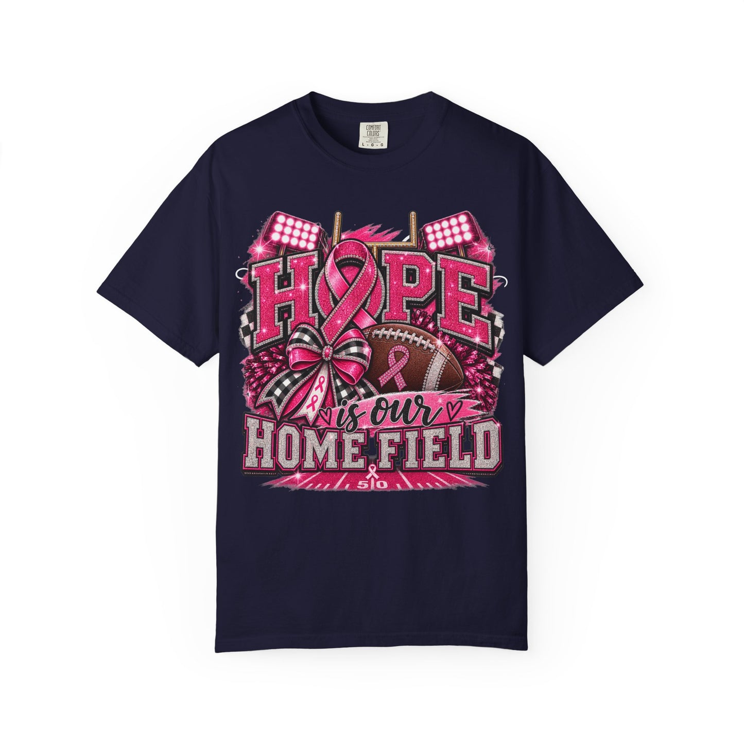 Hope is Our Home Field T-shirt, Cancer Awareness Football Crewneck tee