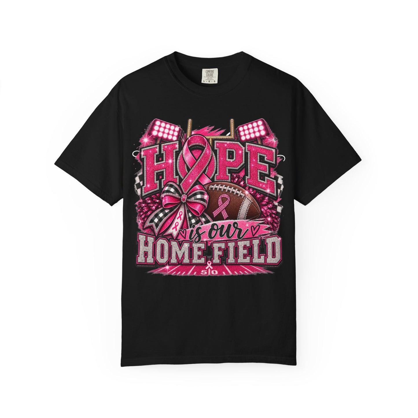 Hope is Our Home Field T-shirt, Cancer Awareness Football Crewneck tee