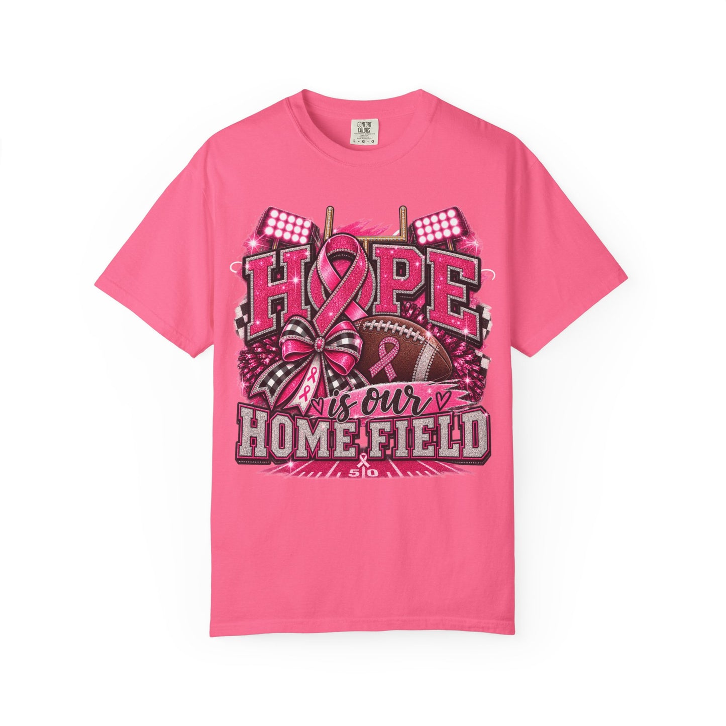 Hope is Our Home Field T-shirt, Cancer Awareness Football Crewneck tee