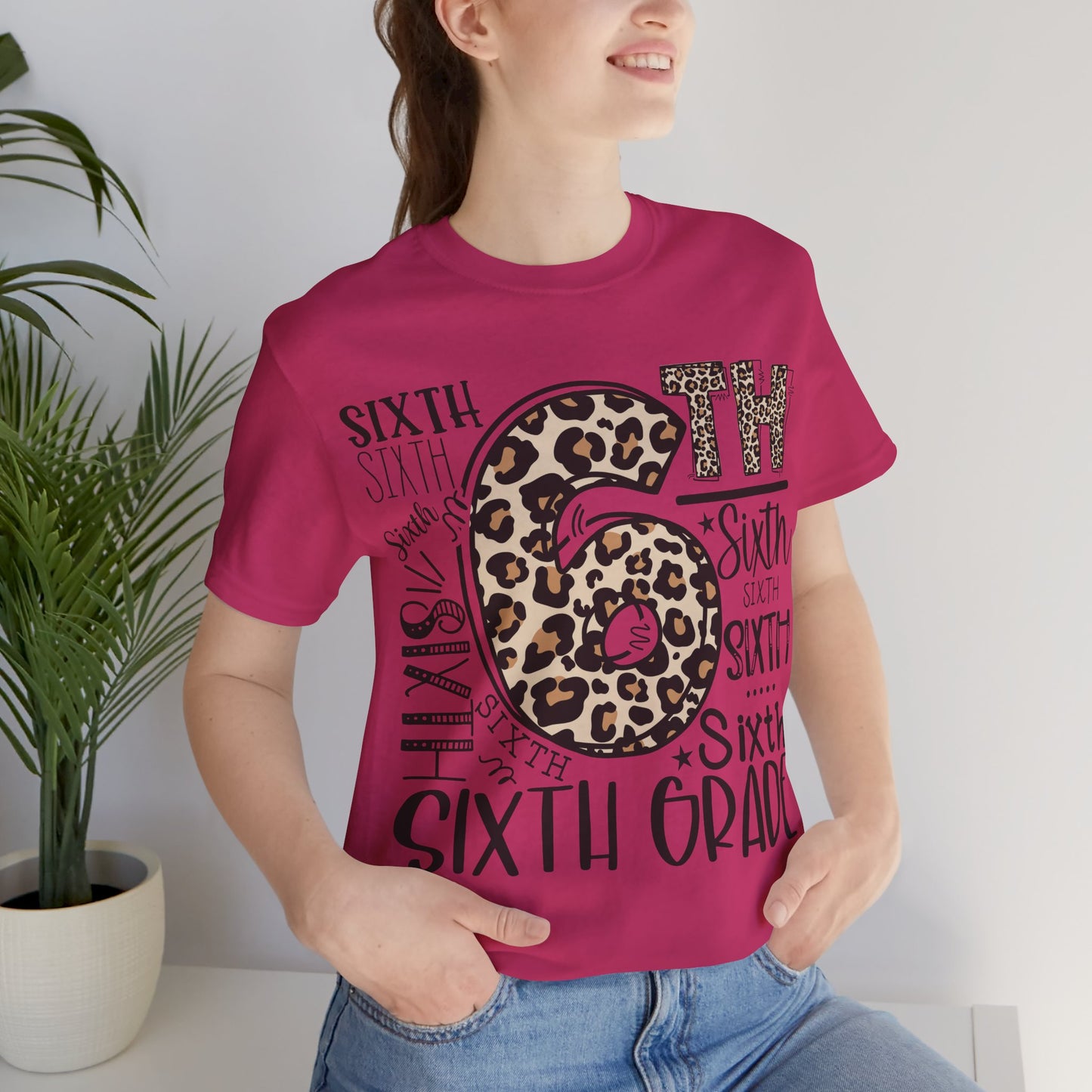 6th Grade Leopard Print T-Shirt — Cute Back-to-School Tee for Girls