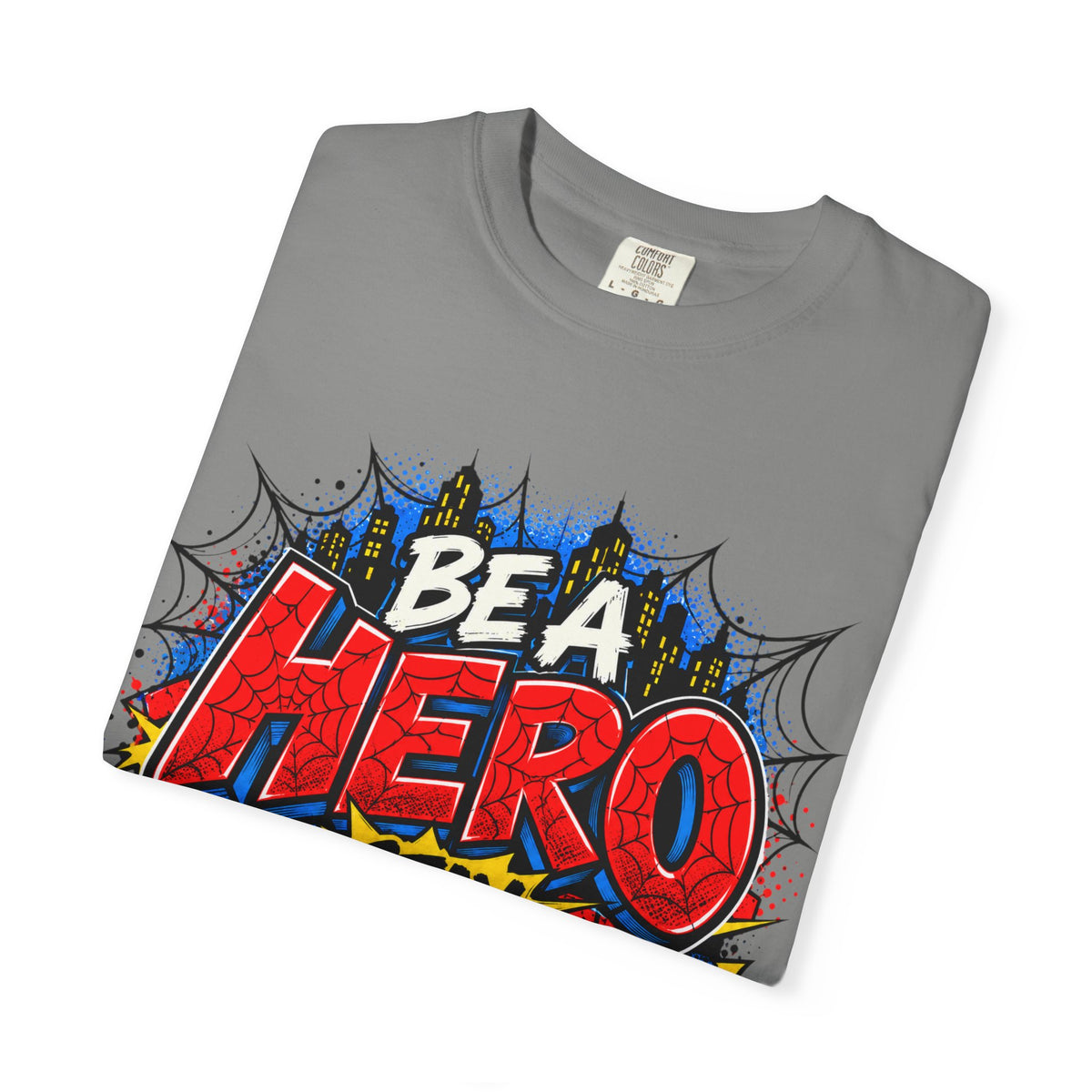 Red Ribbon Week teacher shirt - spider web Be a Hero Stay Drug Free design on grey Comfort Colors tee - view 12