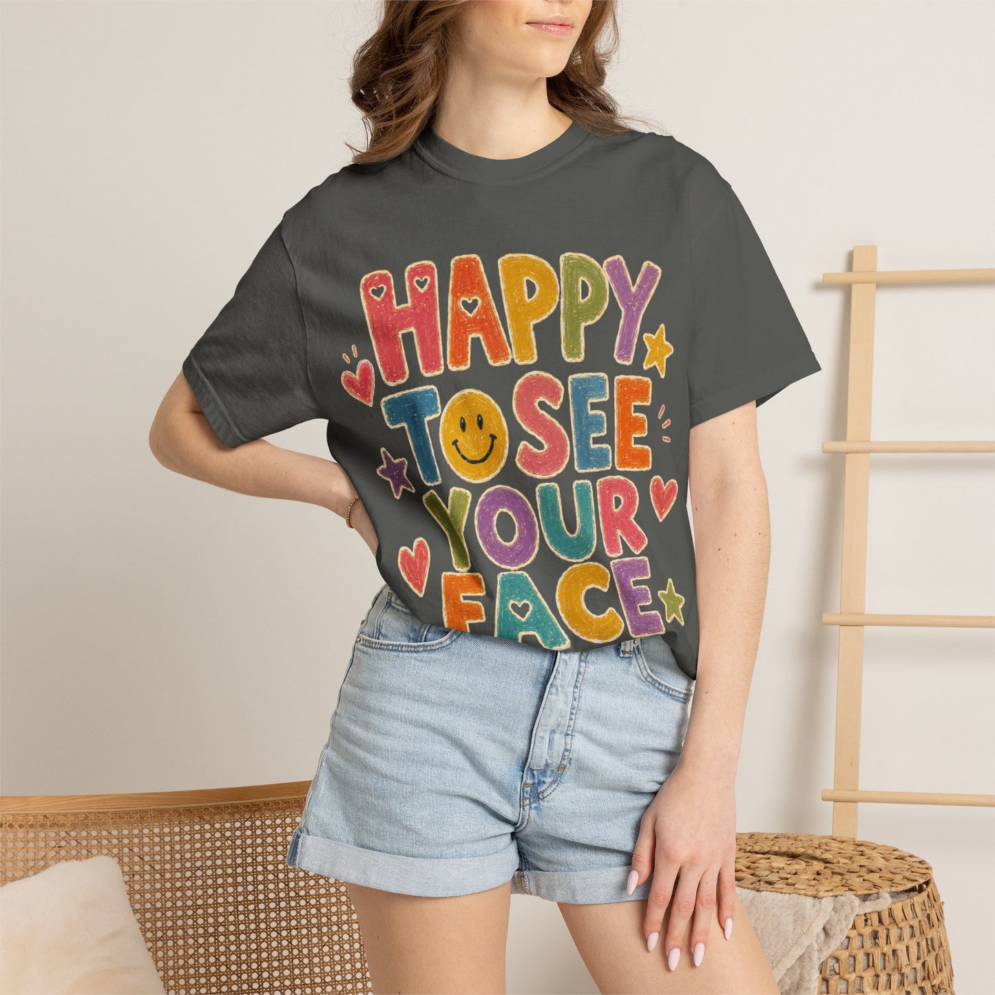 Happy to See Your Face Distressed | Positive Classroom Shirt
