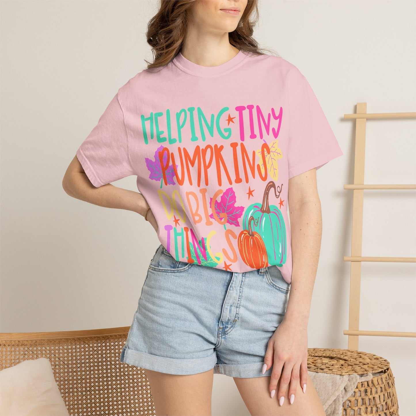 Helping Tiny Pumpkins | Fall Teacher Shirt | Comfort Colors® Pumpkin Tee