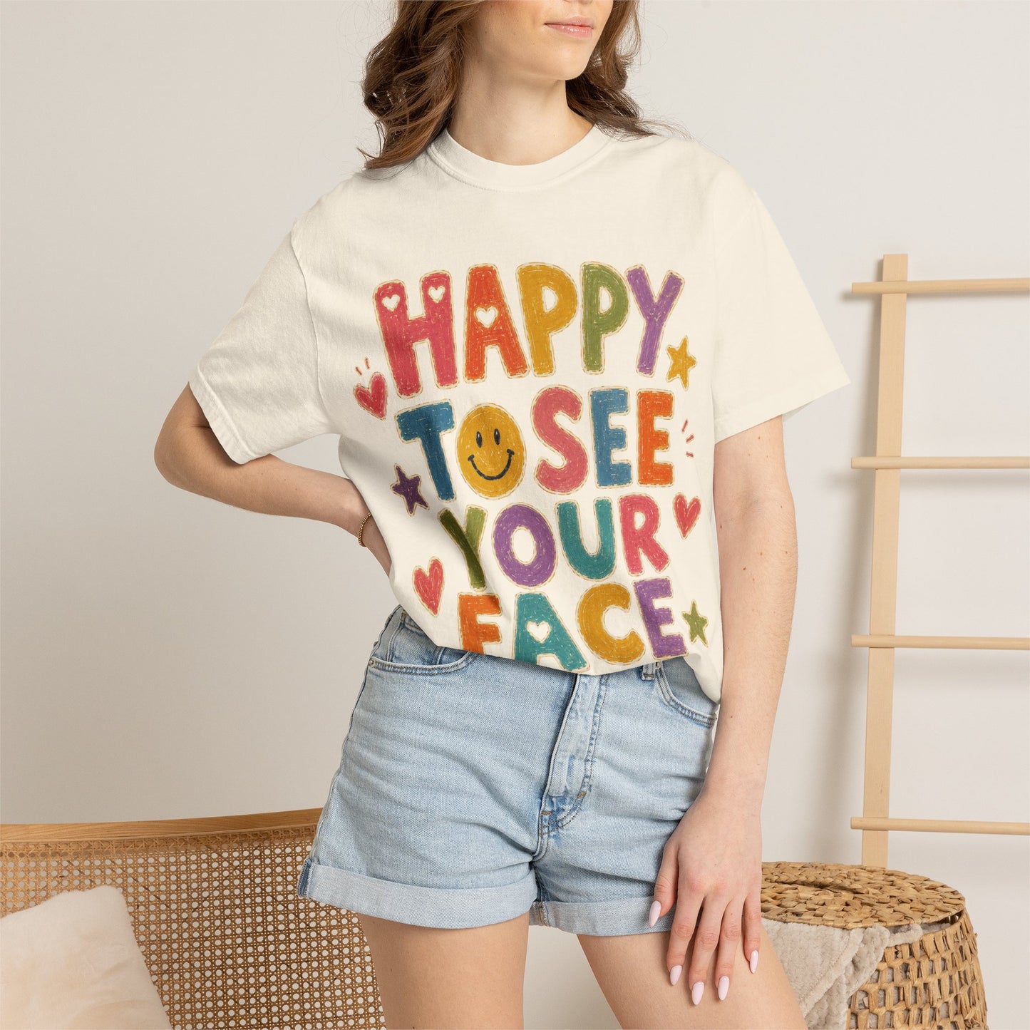 Happy to See Your Face Distressed | Positive Classroom Shirt