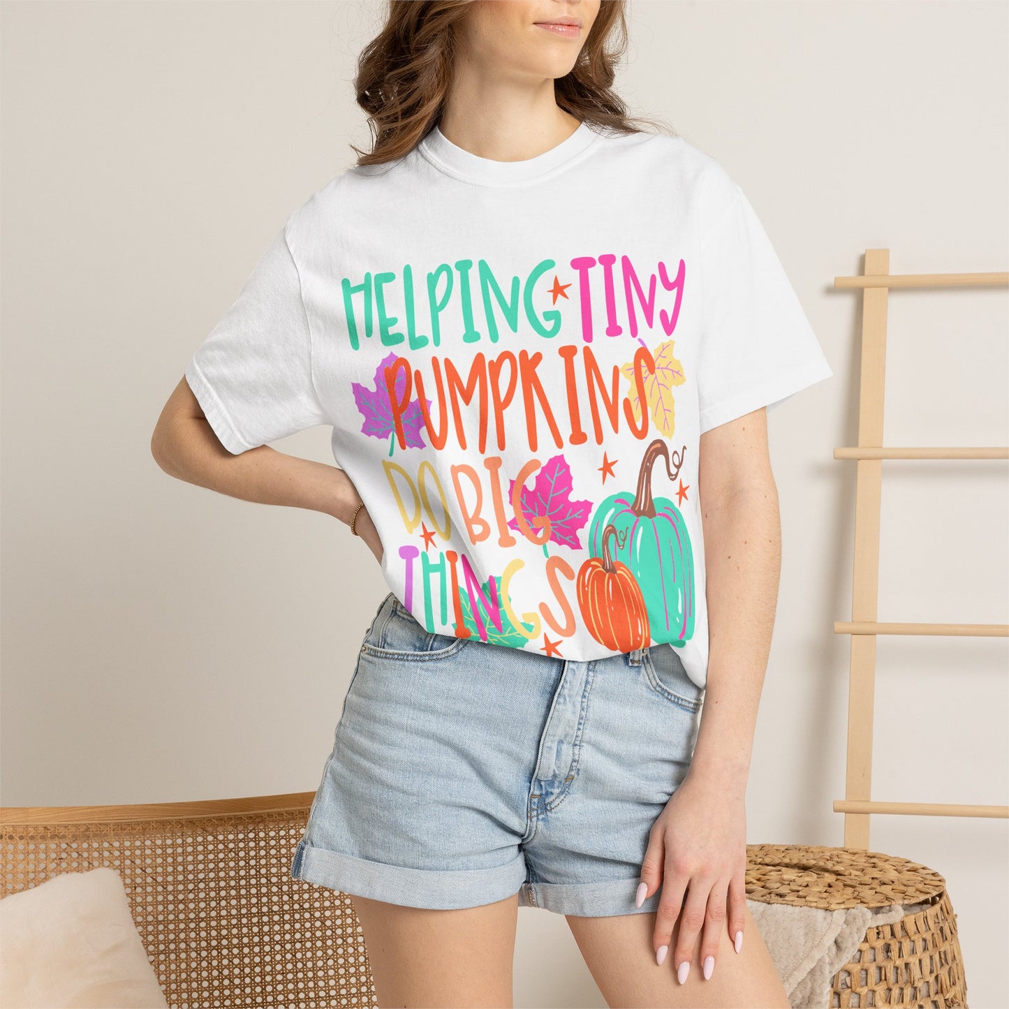 Helping Tiny Pumpkins | Fall Teacher Shirt | Comfort Colors® Pumpkin Tee