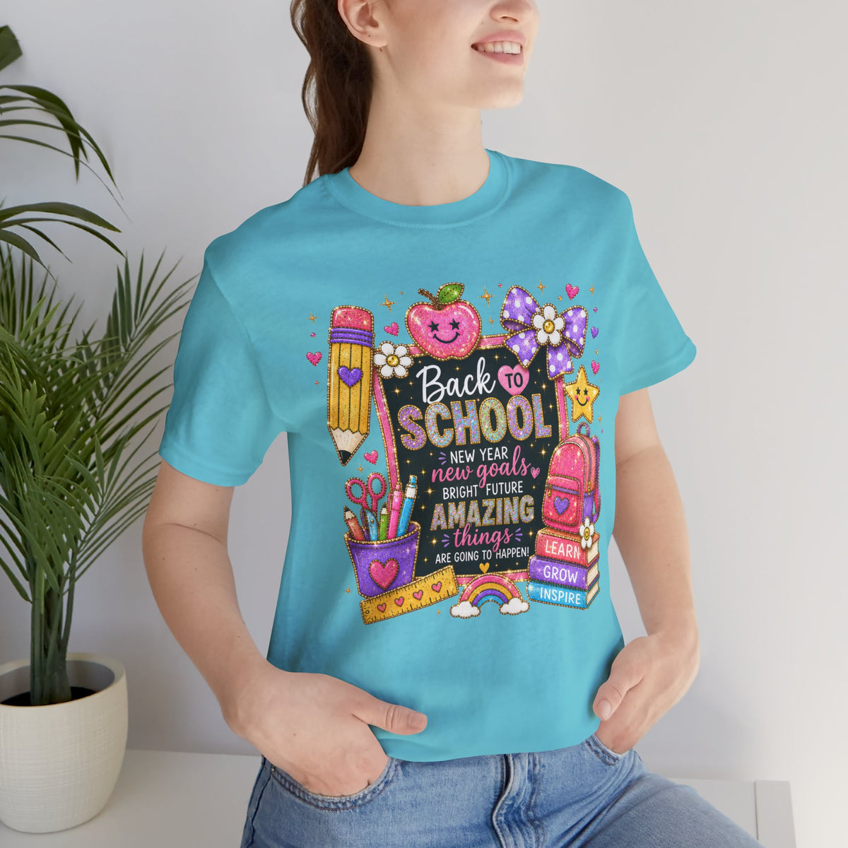 Back-to-School colorful new school year teacher shirt – color variant 3