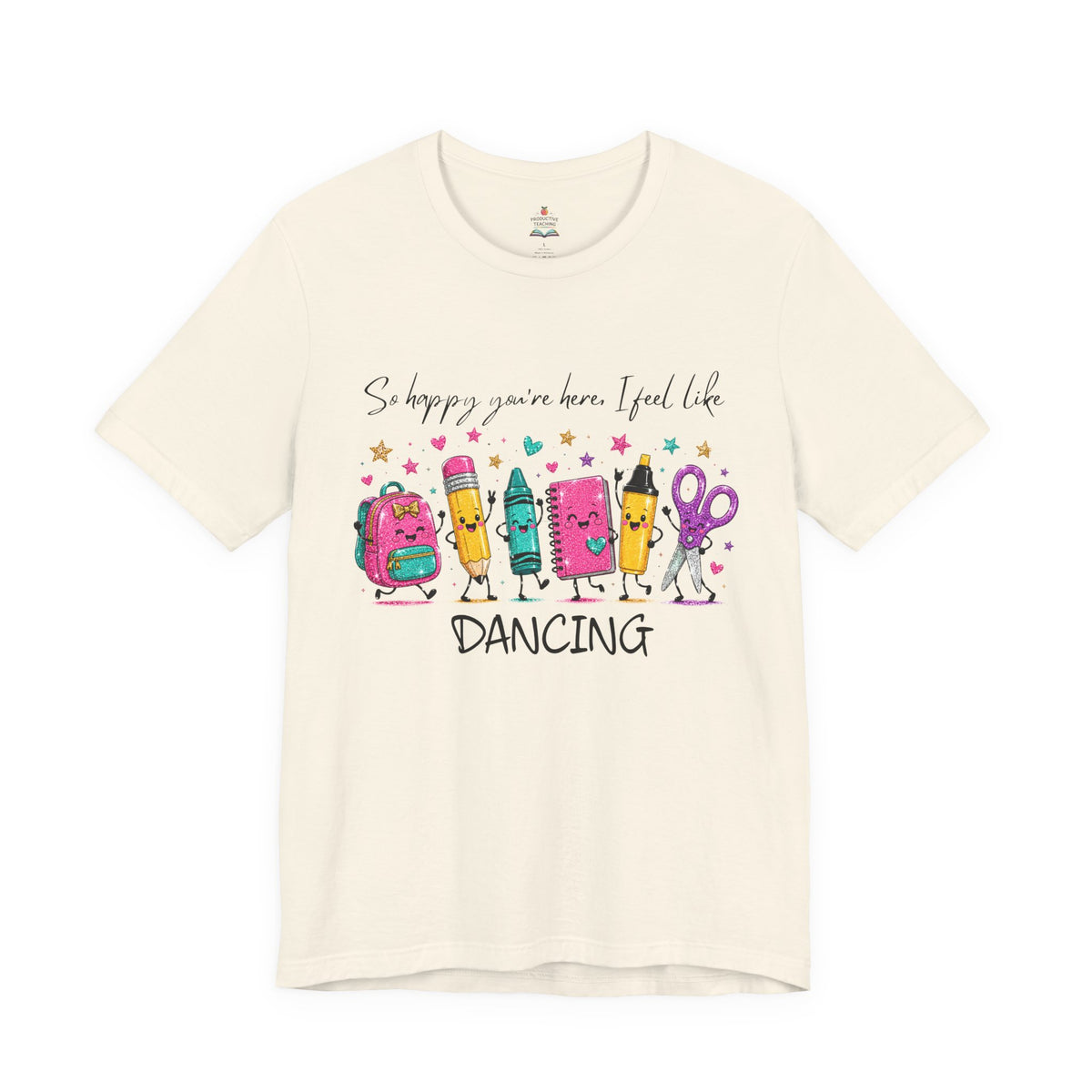 Dancing school supplies teacher shirt – flat lay