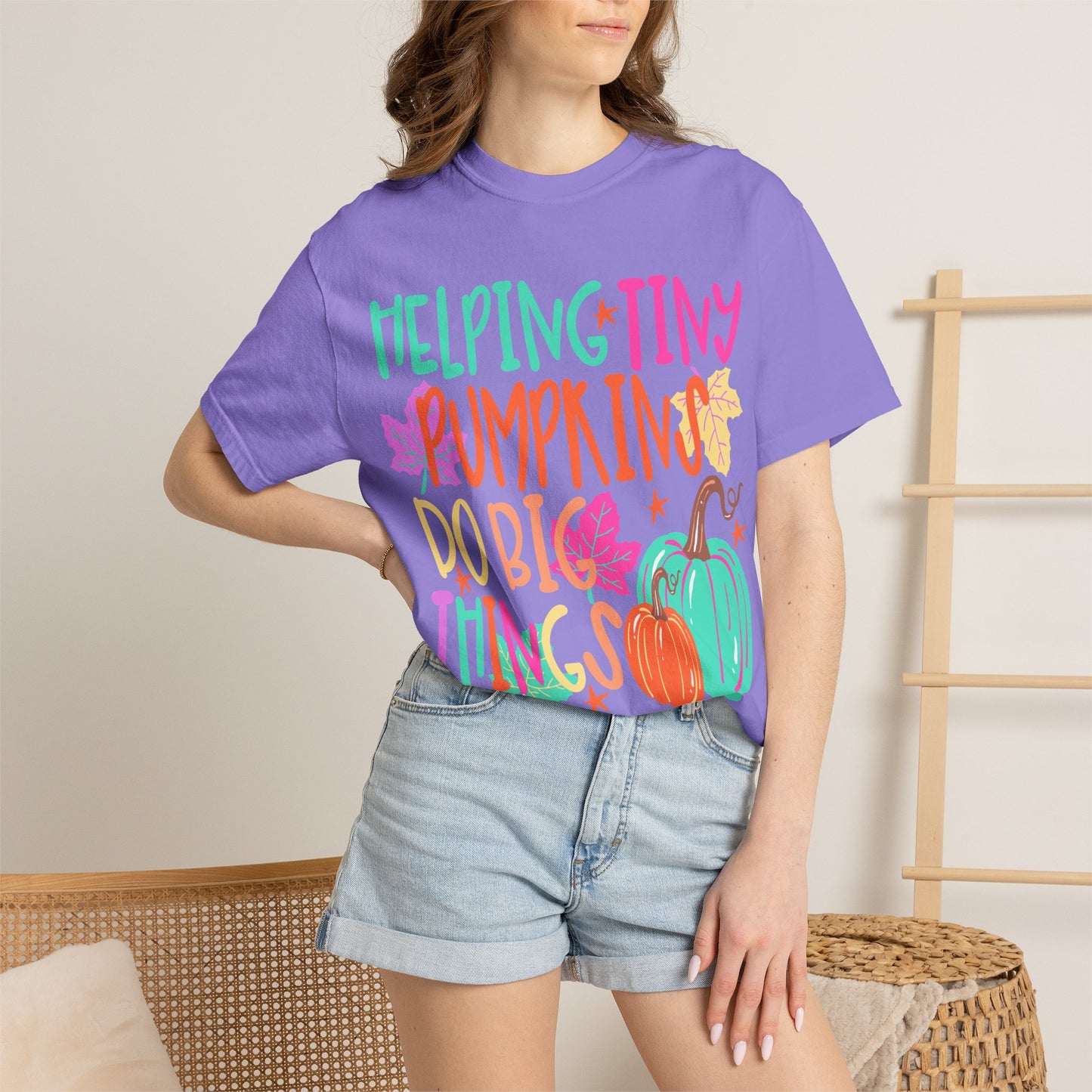 Helping Tiny Pumpkins | Fall Teacher Shirt | Comfort Colors® Pumpkin Tee