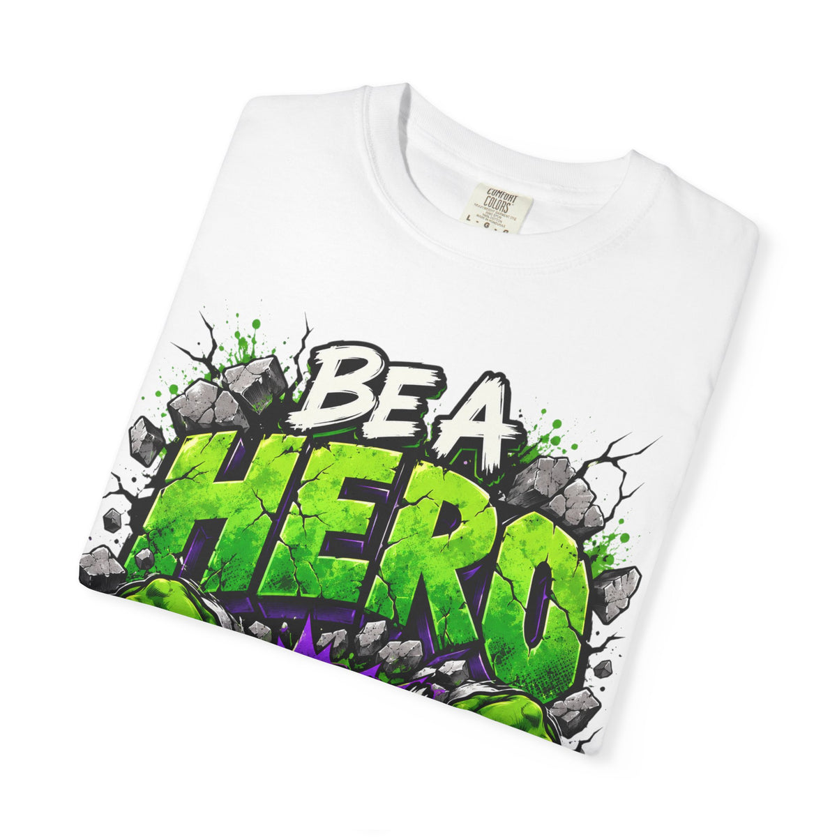 Red Ribbon Week teacher shirt - green smash Be a Hero Stay Drug Free design on black Comfort Colors tee - view 13