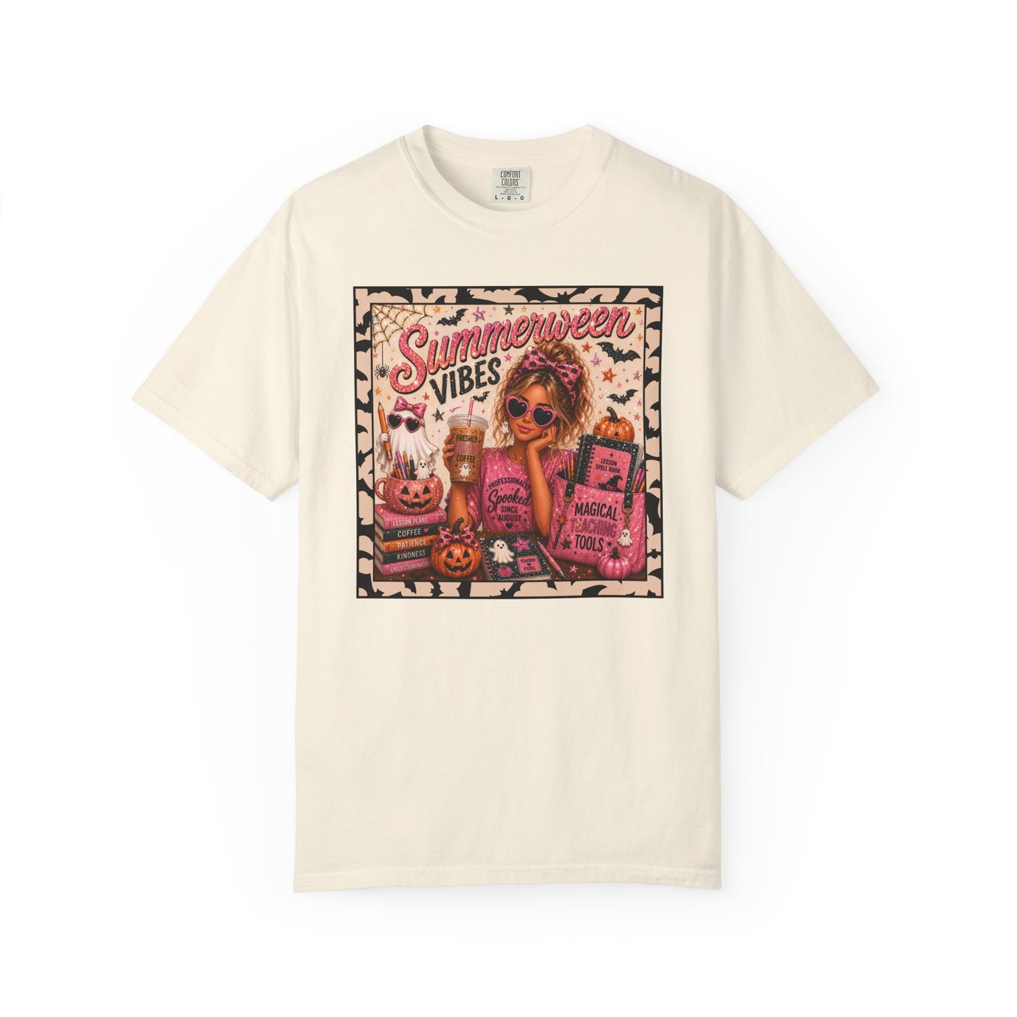 Summerween Vibes T-shirt | Retro Halloween Summer Graphic for Teachers