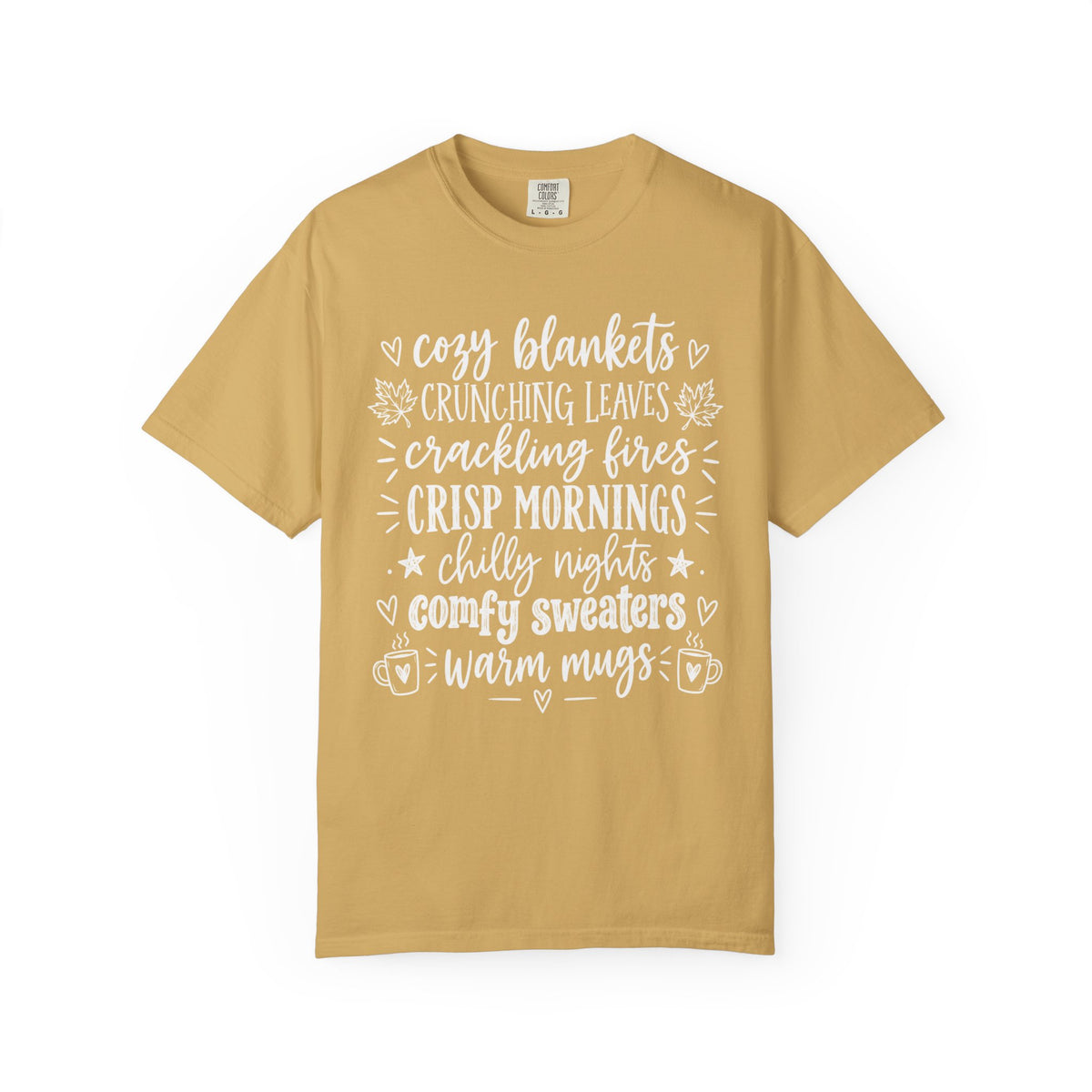 Cozy Fall autumn favorites teacher tee – styled lifestyle photo