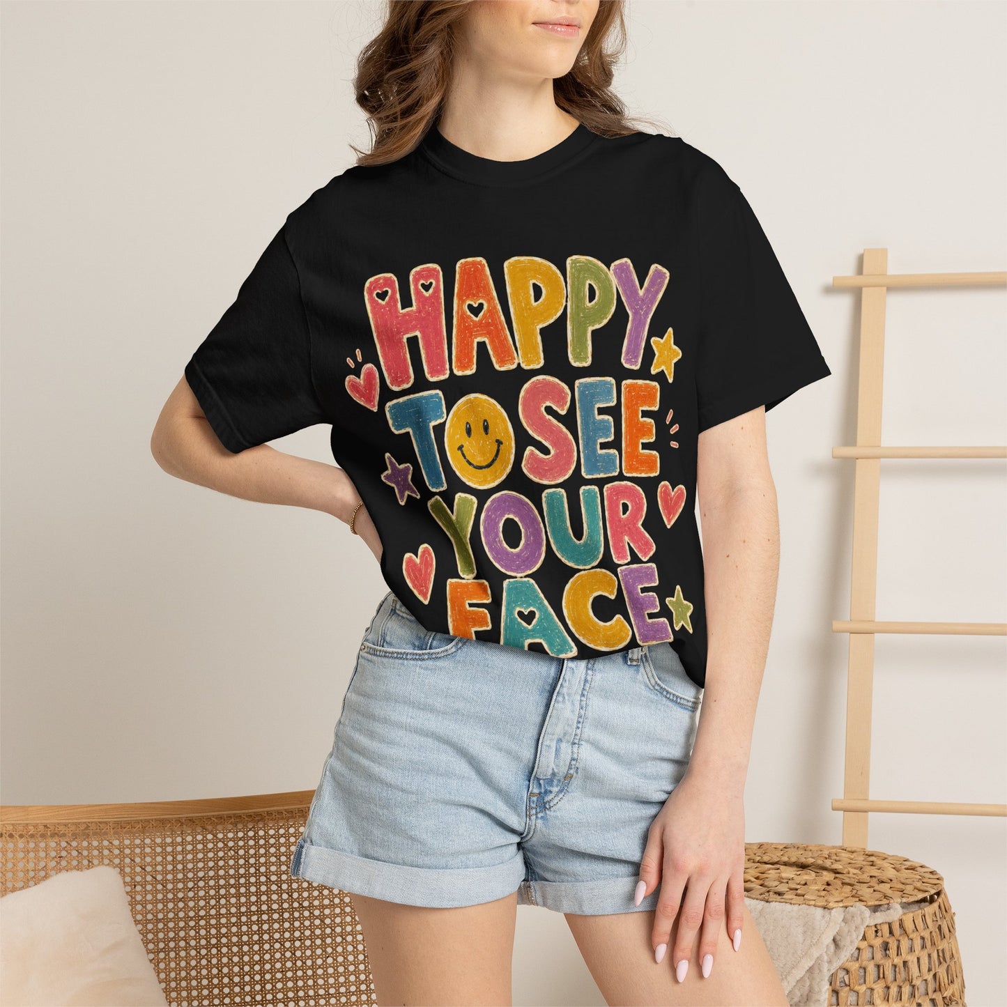 Happy to See Your Face Distressed | Positive Classroom Shirt