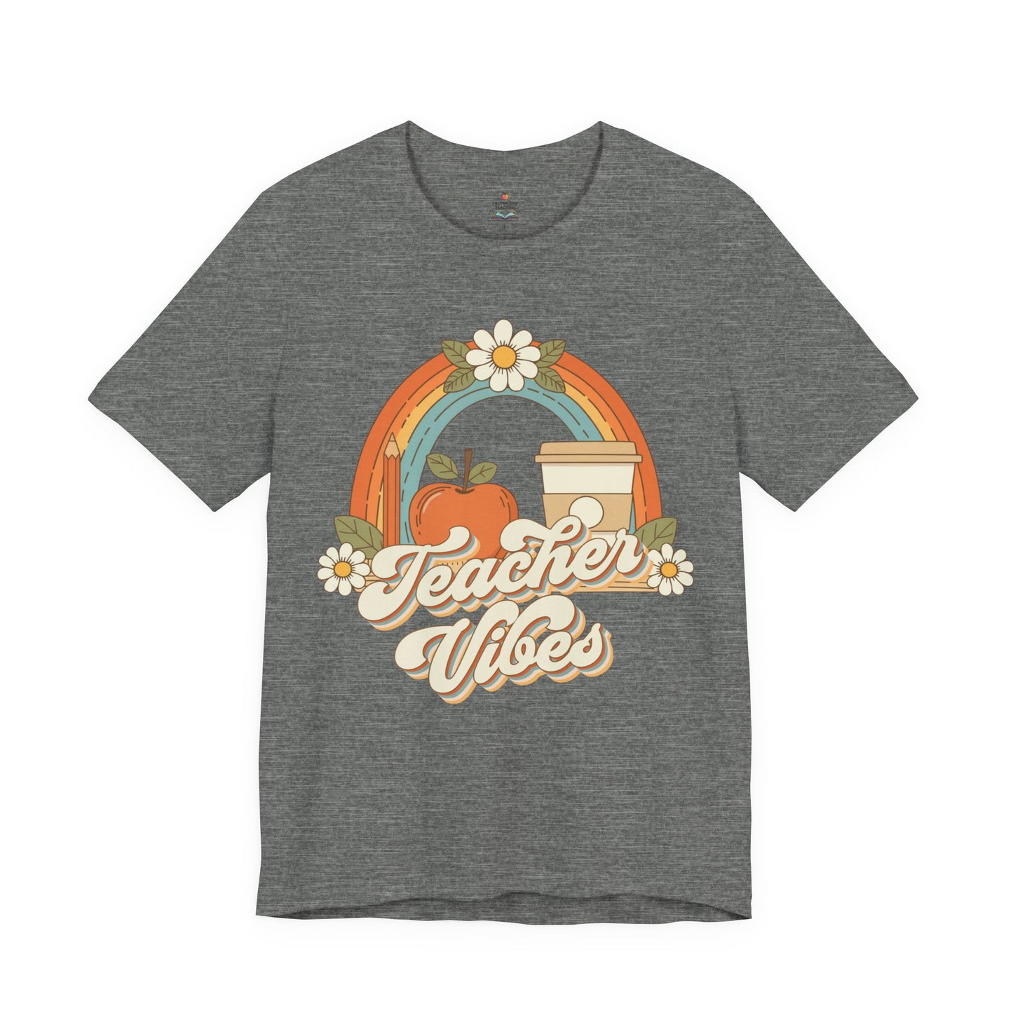 Teacher Vibes Retro Rainbow Apple T-Shirt