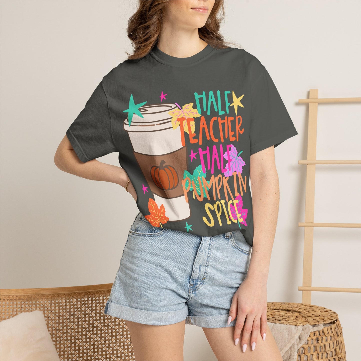 Half Teacher Half Pumpkin Spice T-shirt | Pumpkin Spice Coffee Tee