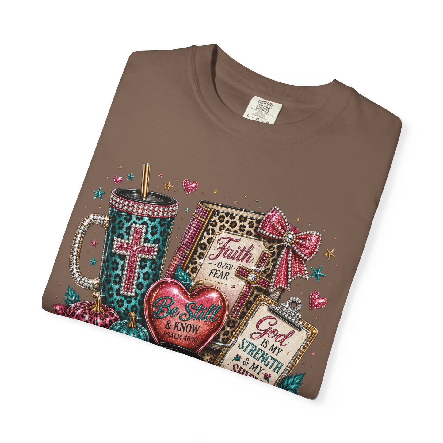 Faith Collage T-Shirt | Christian Cross, Bible, Prayer, Floral Graphics