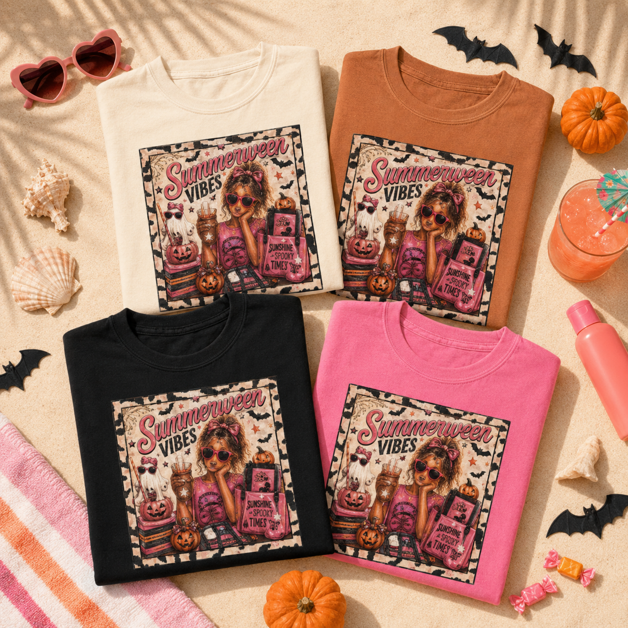 Summerween Vibes T-shirt | Retro Halloween Summer Graphic for Teachers