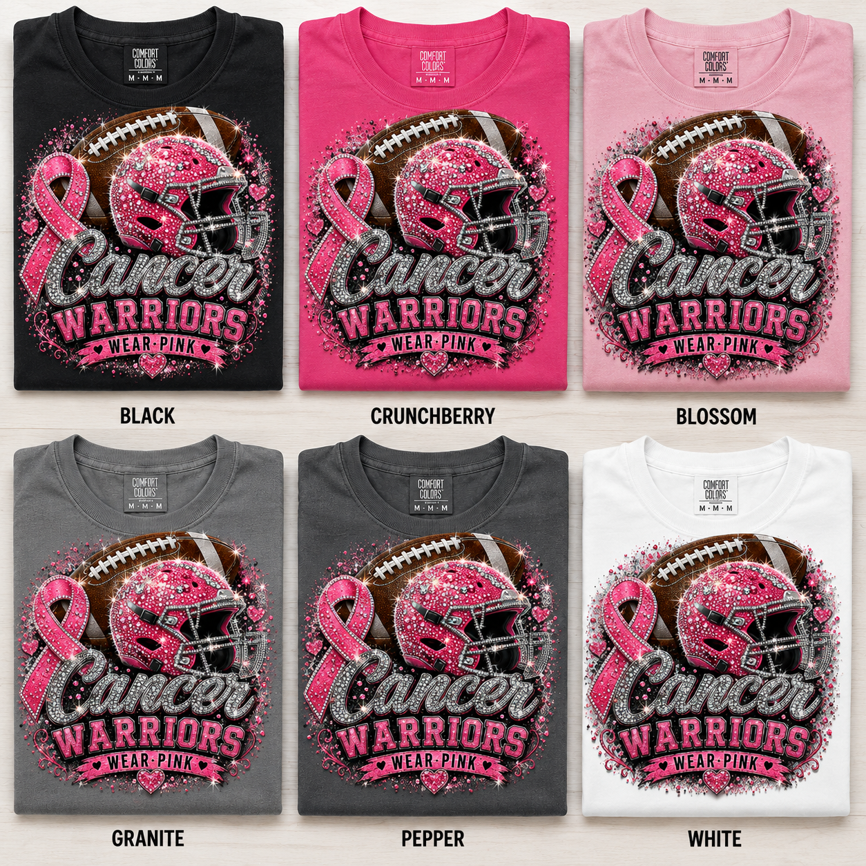 Cancer Warriors Football Helmet T-shirt, Pink Breast Cancer Ribbon Awareness T-Shirt Unixes Crewneck