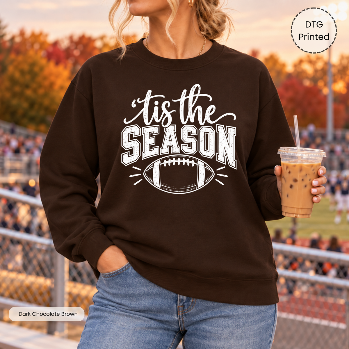 Football 'Tis The Season holiday crewneck sweatshirt – front view